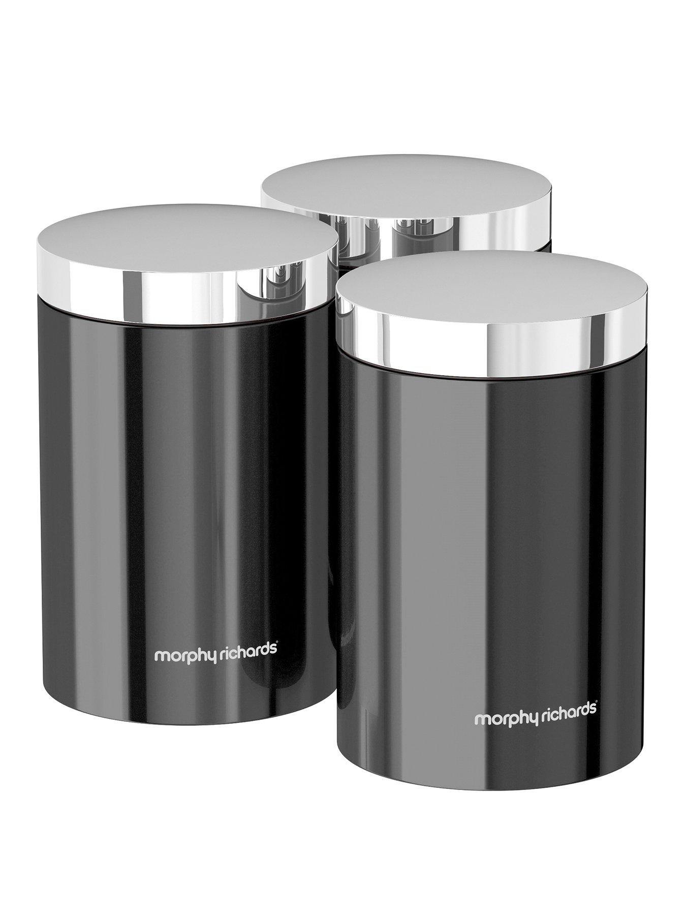 Product photograph of Morphy Richards Accents Set Of 3 Storage Canisters - Translucent Black from very.co.uk