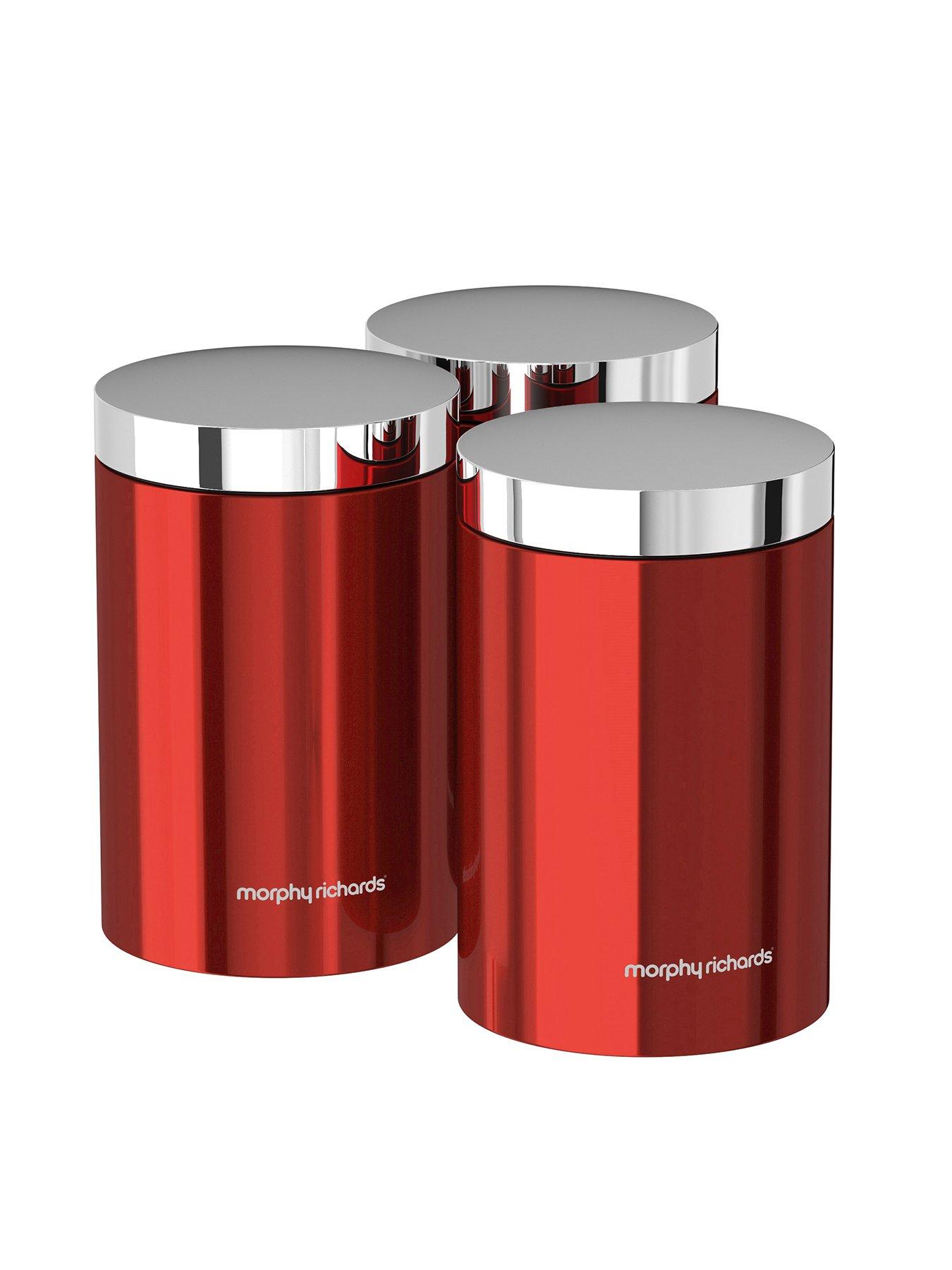 Product photograph of Morphy Richards Accents Set Of 3 Storage Canisters Ndash Red from very.co.uk