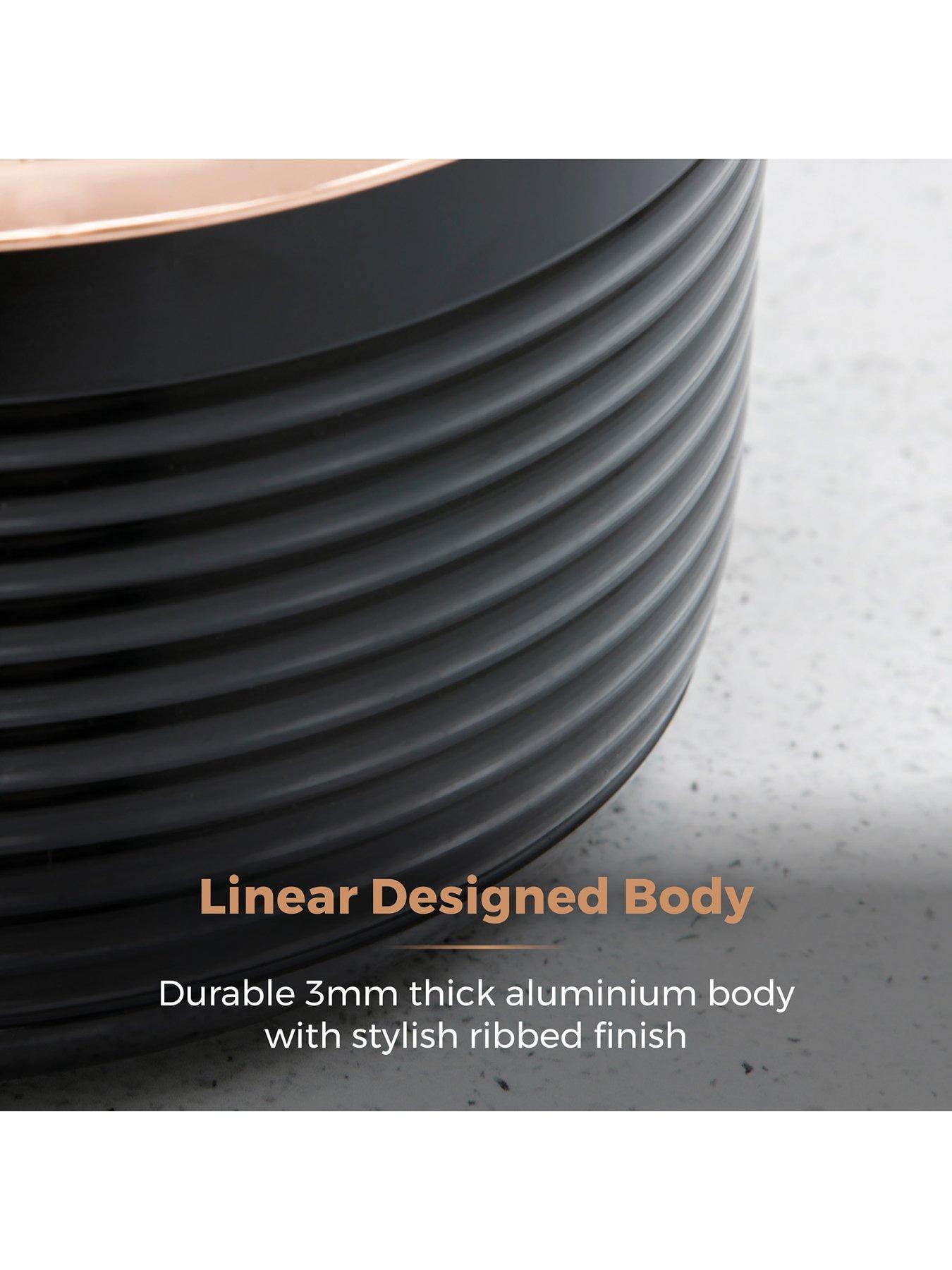 Image 5 of 6 of Tower Linear Rose Gold 3-Piece Saucepan Set in Black