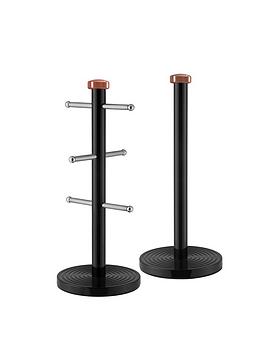 Product photograph of Tower Linear Rose Gold Towel Pole And Mug Tree Ndash Black from very.co.uk