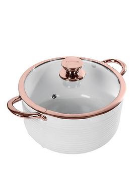 Tower Linear Rose Gold 24 Cm Casserole Pan In White