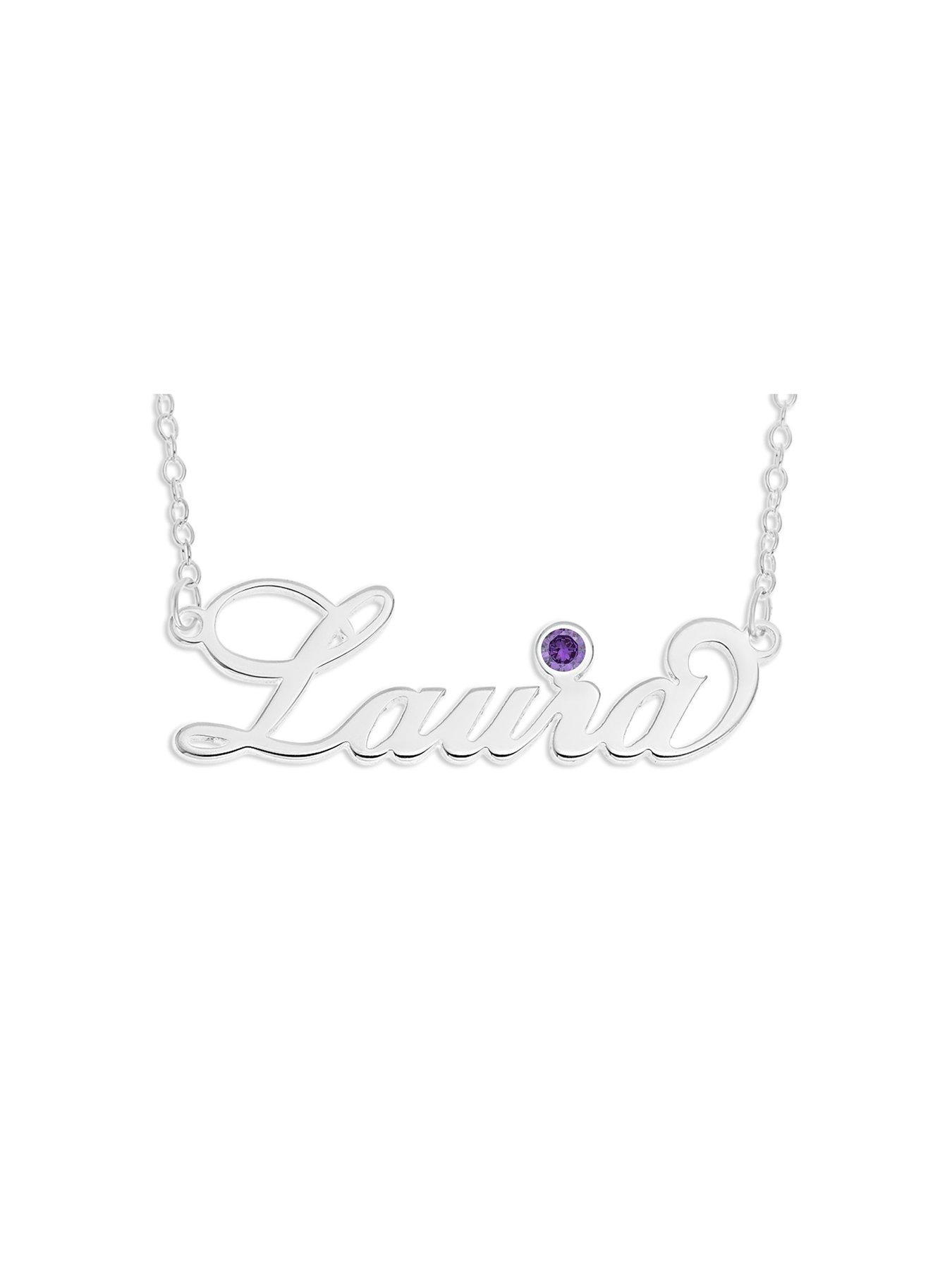 undefined Sterling Silver Personalised Birthstone Necklace