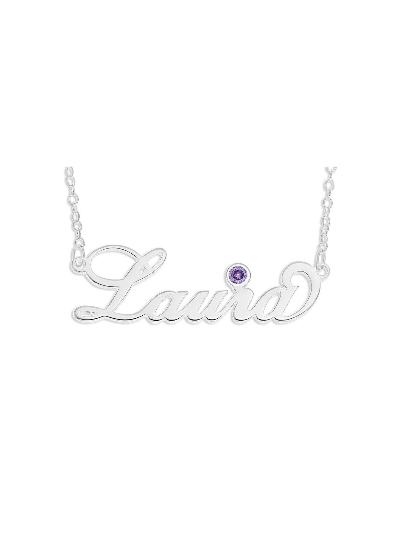 undefined Sterling Silver Personalised Birthstone Necklace