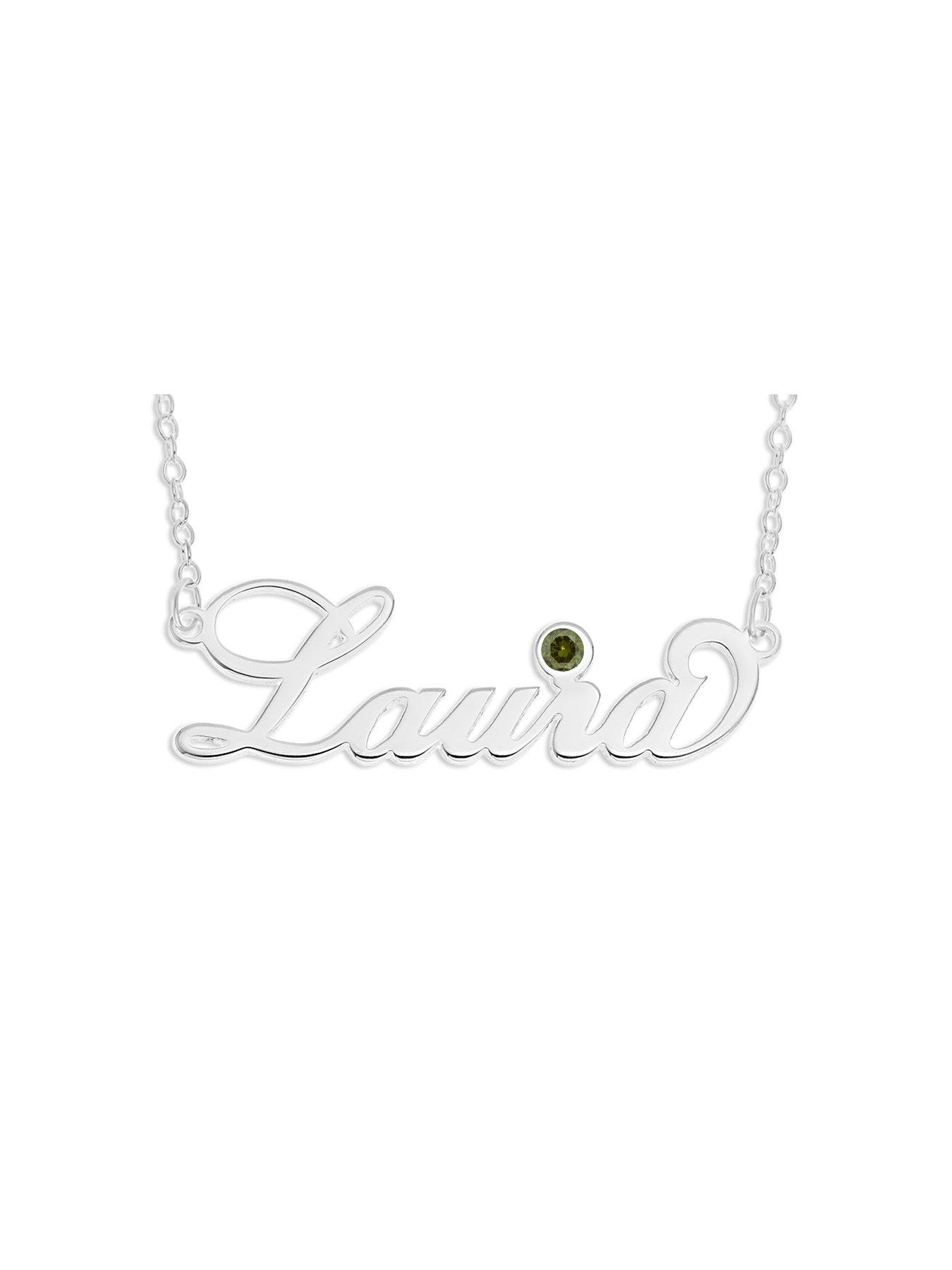 undefined Sterling Silver Personalised Birthstone Necklace