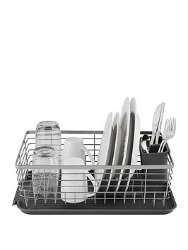Product photograph of Tower Compact Dish Rack With Cutlery Holder Ndash Grey from very.co.uk