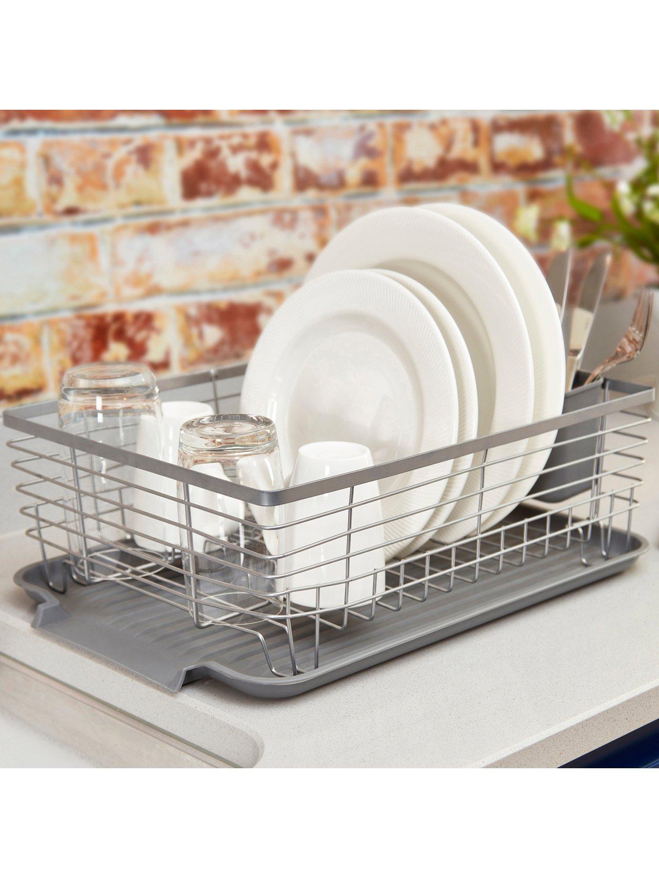 Tower Compact Dish Rack with Cutlery Holder Grey Very