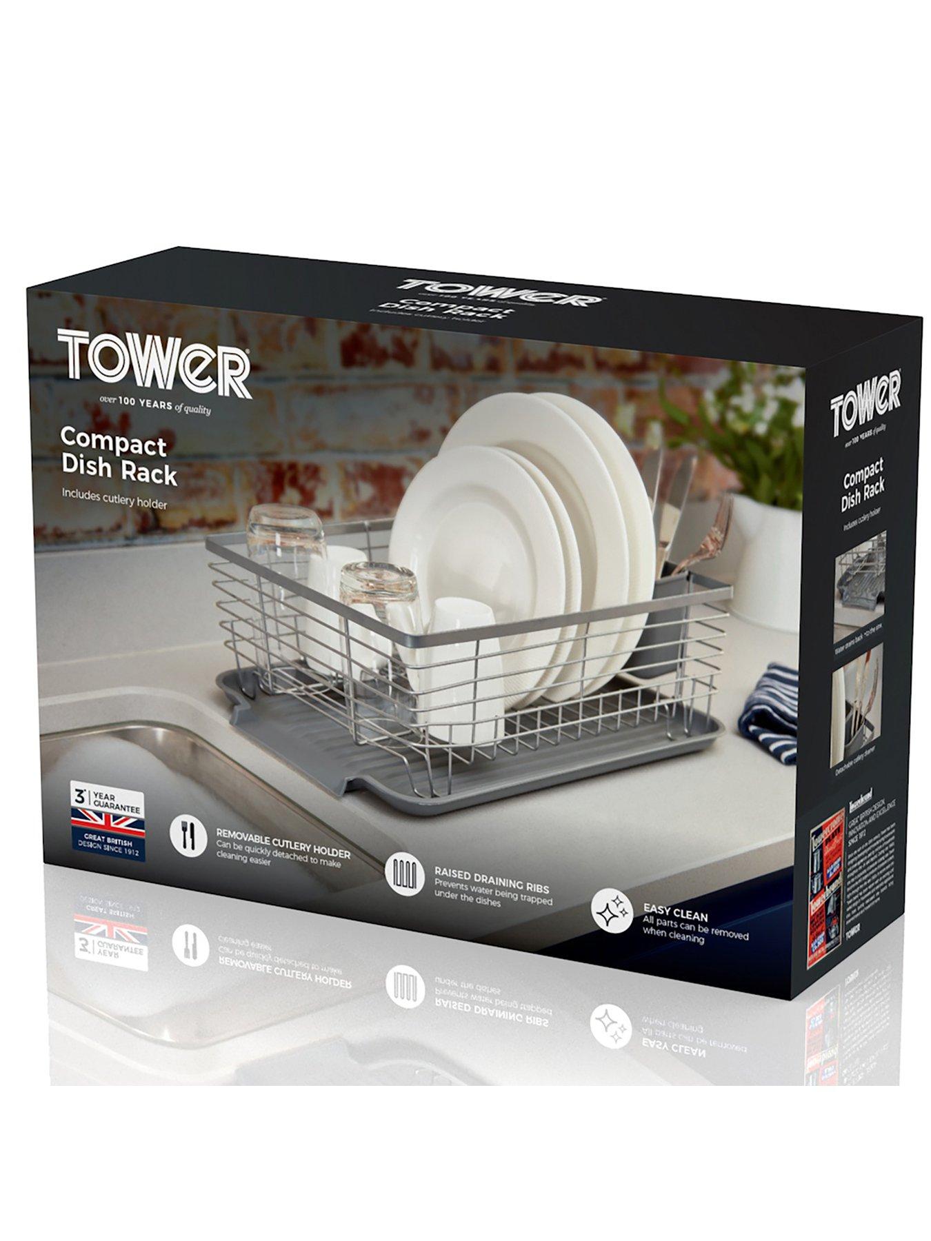 Image 6 of 6 of Tower Compact Dish Rack with Cutlery Holder &ndash; Grey