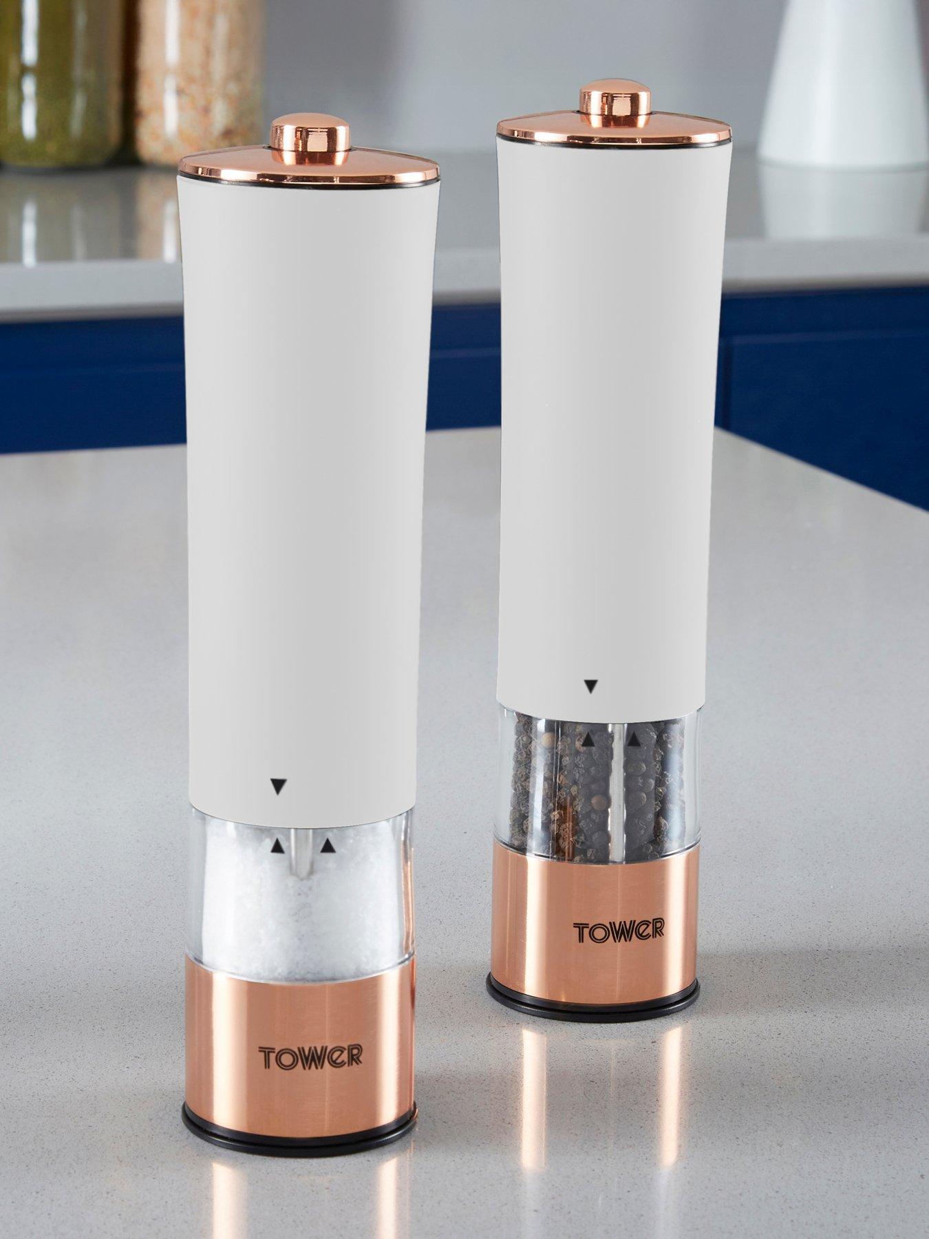 Berlinger Haus Rose Gold Electric Salt & Pepper Grinder Set - Ceramic Mill, Adjustable Coarseness, Battery Powered