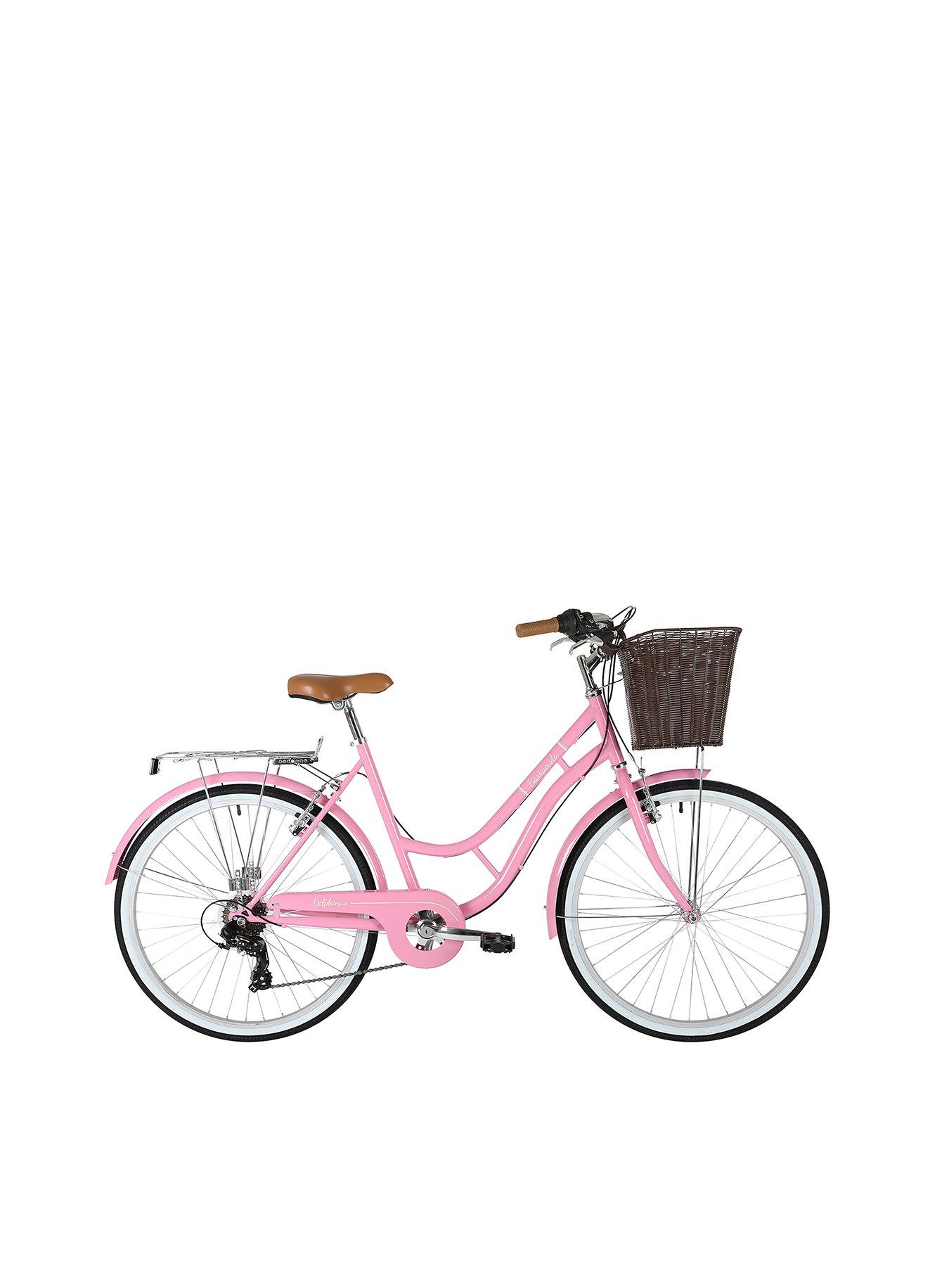 ladies pink bike with basket