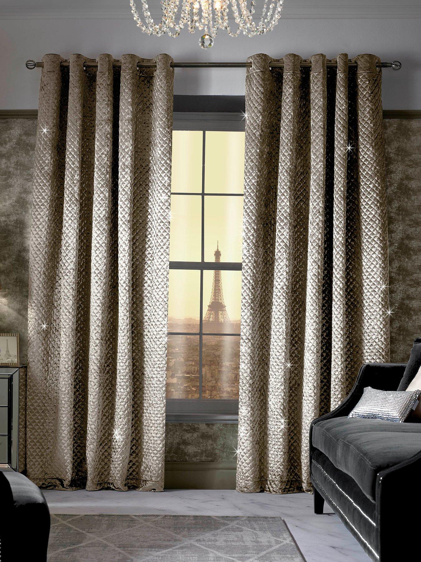 Kylie Minogue at Home - Grazia Lined Eyelet Curtains - Silver - 229x183cm