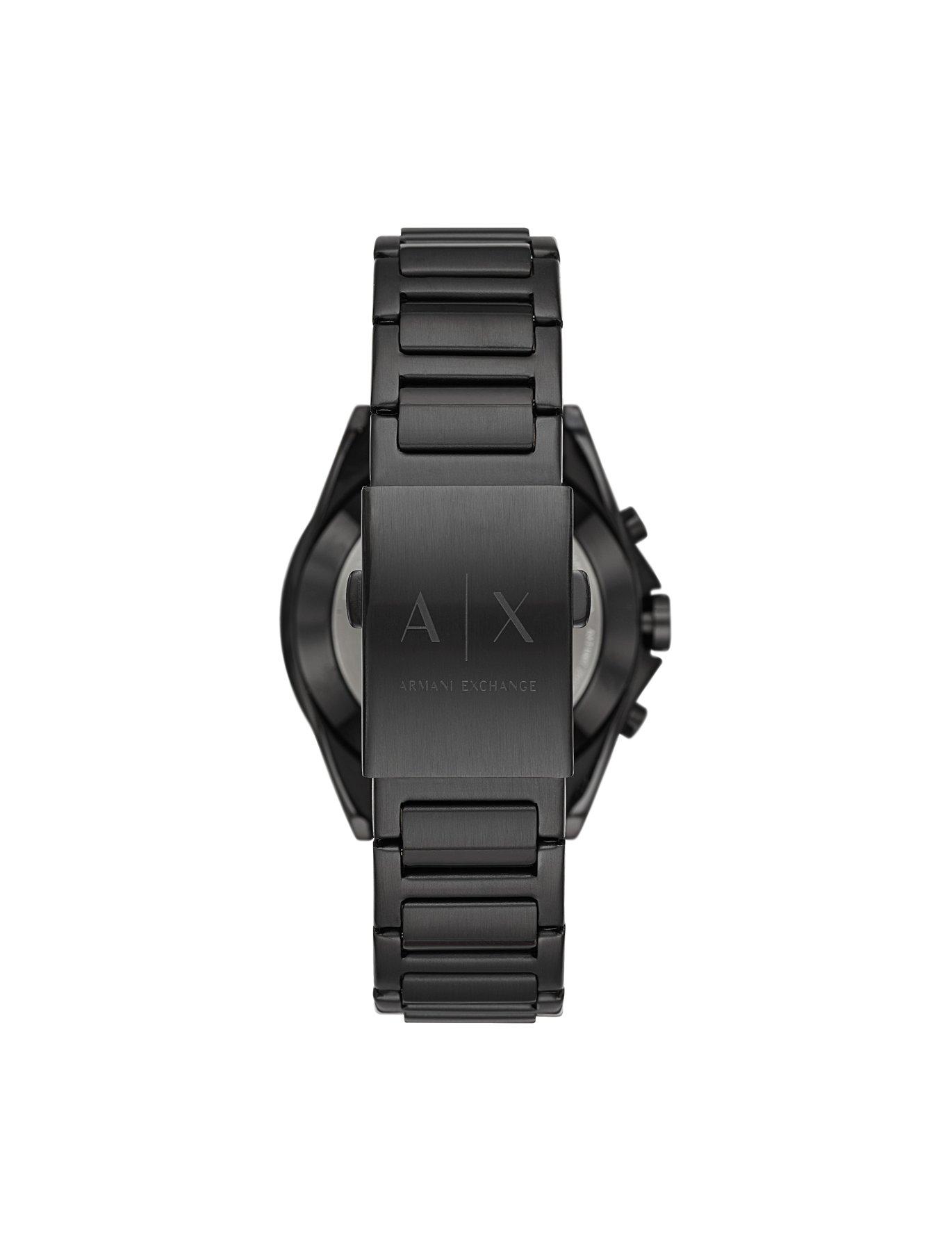 armani exchange connected black ip stainless steel hybrid smartwatch