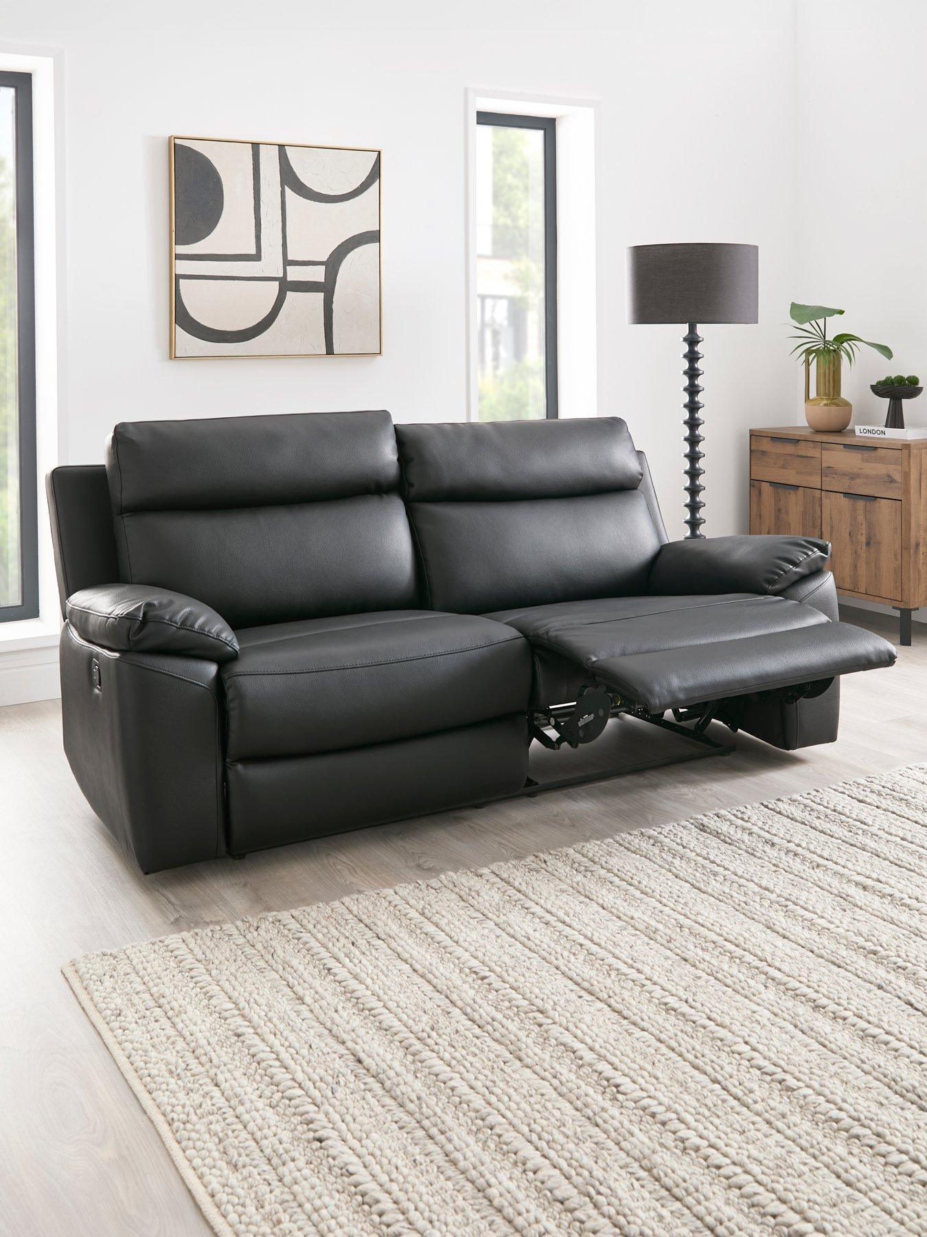 Very Home Edison 3 Seater Luxury Faux Leather Manual Recliner Sofa