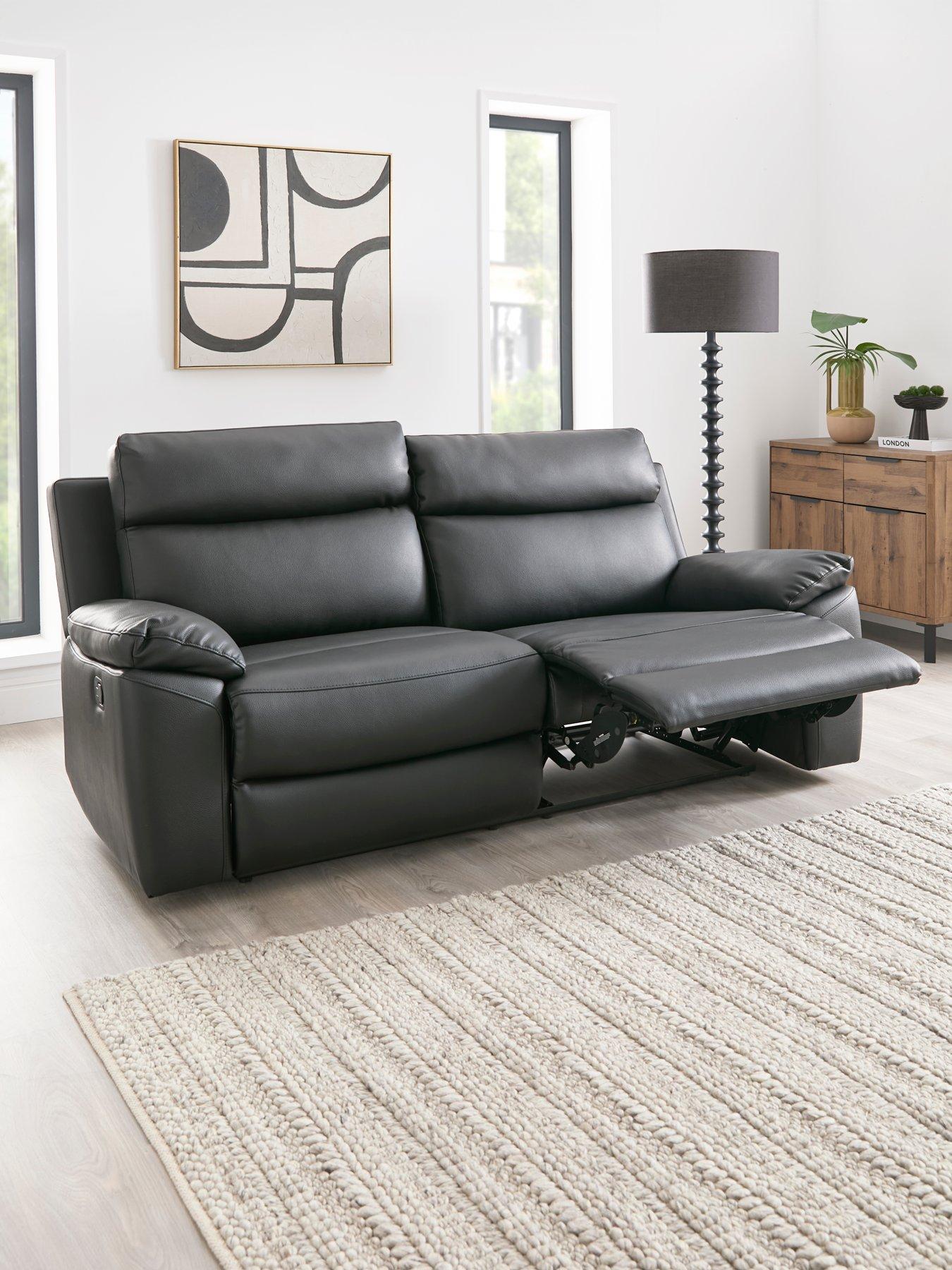 Image 1 of 6 of Edison 3&nbsp;Seater&nbsp;Luxury&nbsp;Faux Leather Manual Recliner Sofa