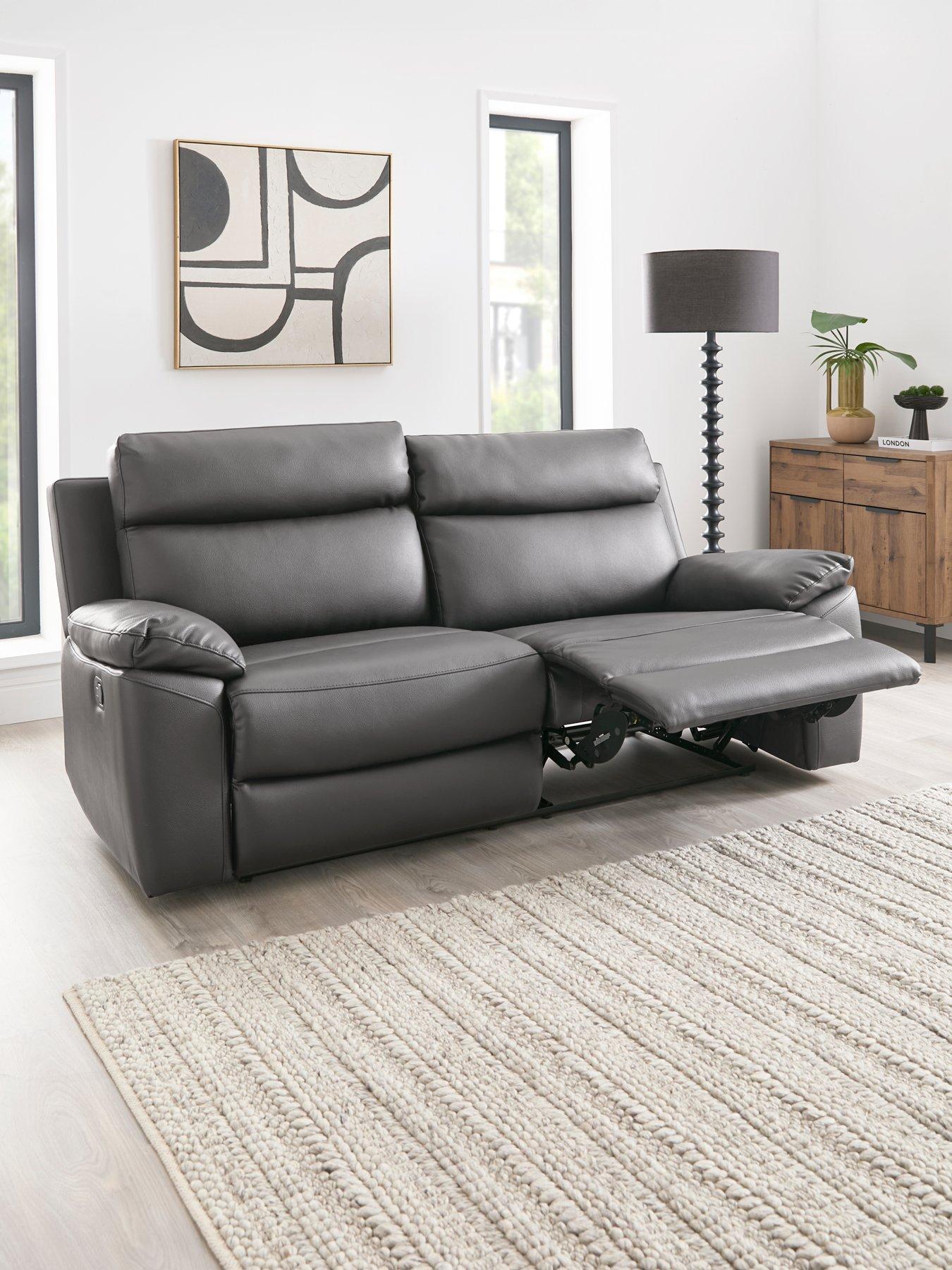 Very Home Edison 3 Seater Luxury Faux Leather Manual Recliner Sofa