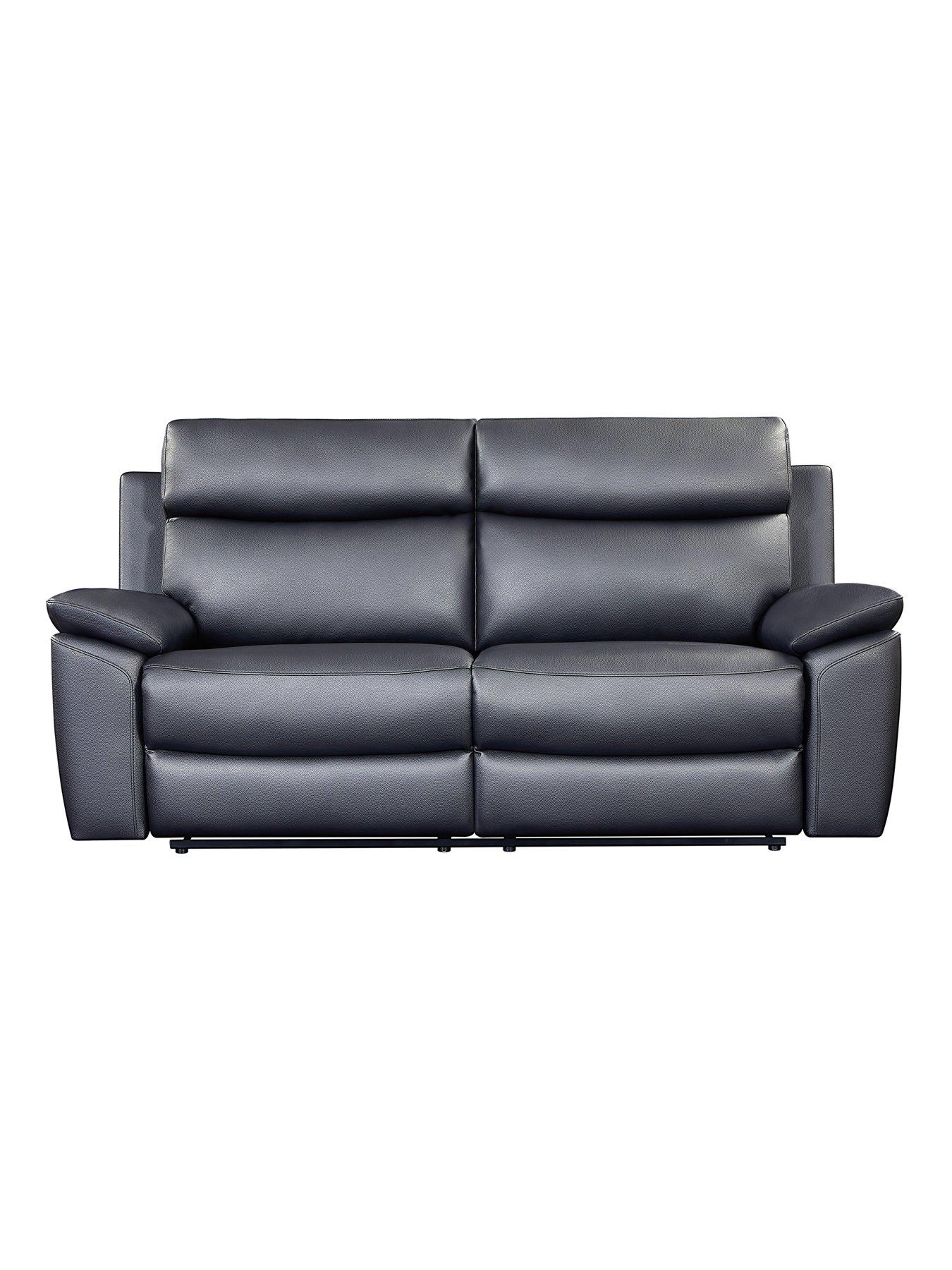 undefined Edison 3 Seater Luxury Faux Leather Manual Recliner Sofa
