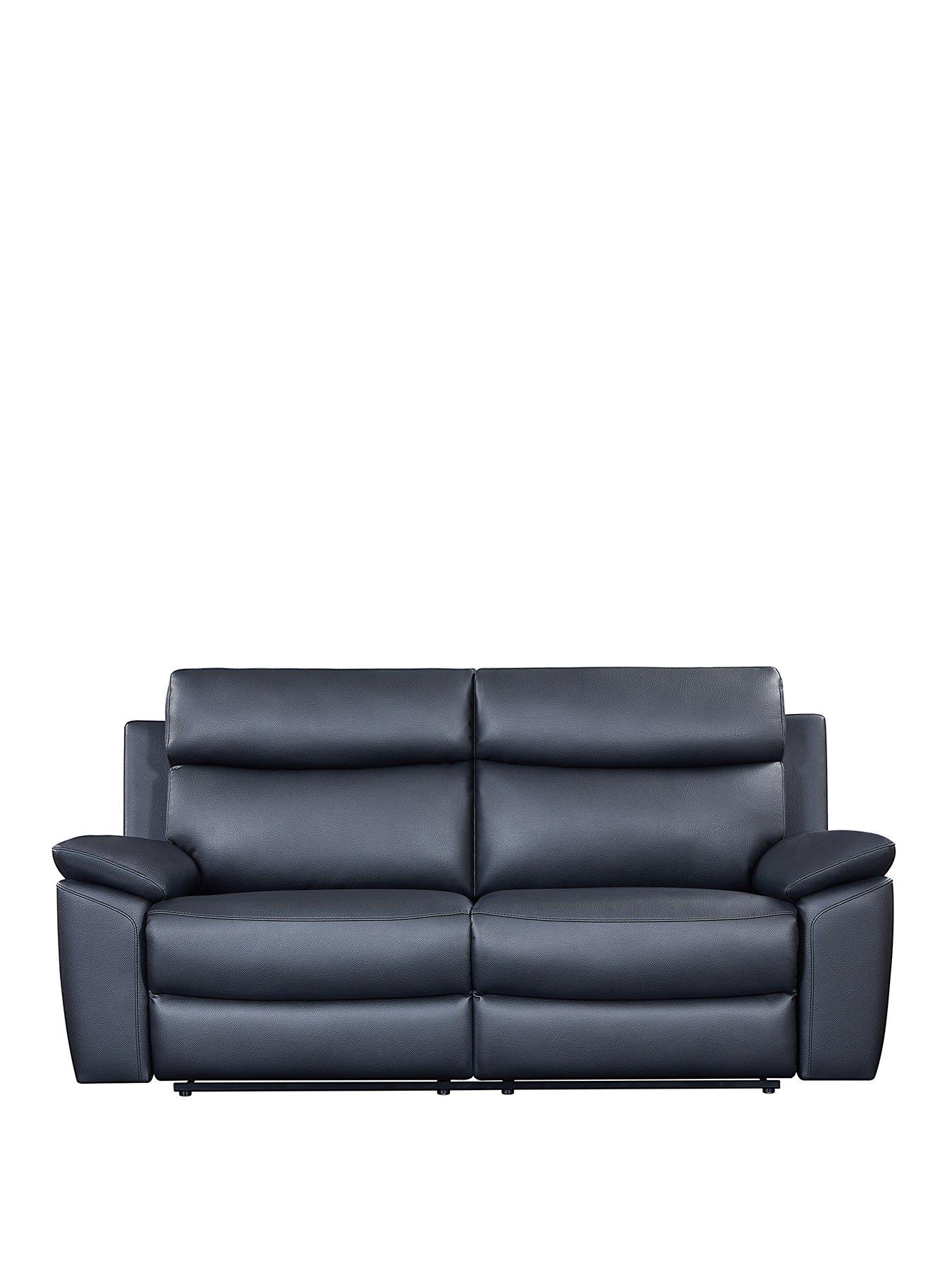 undefined Edison 3 Seater Luxury Faux Leather Manual Recliner Sofa