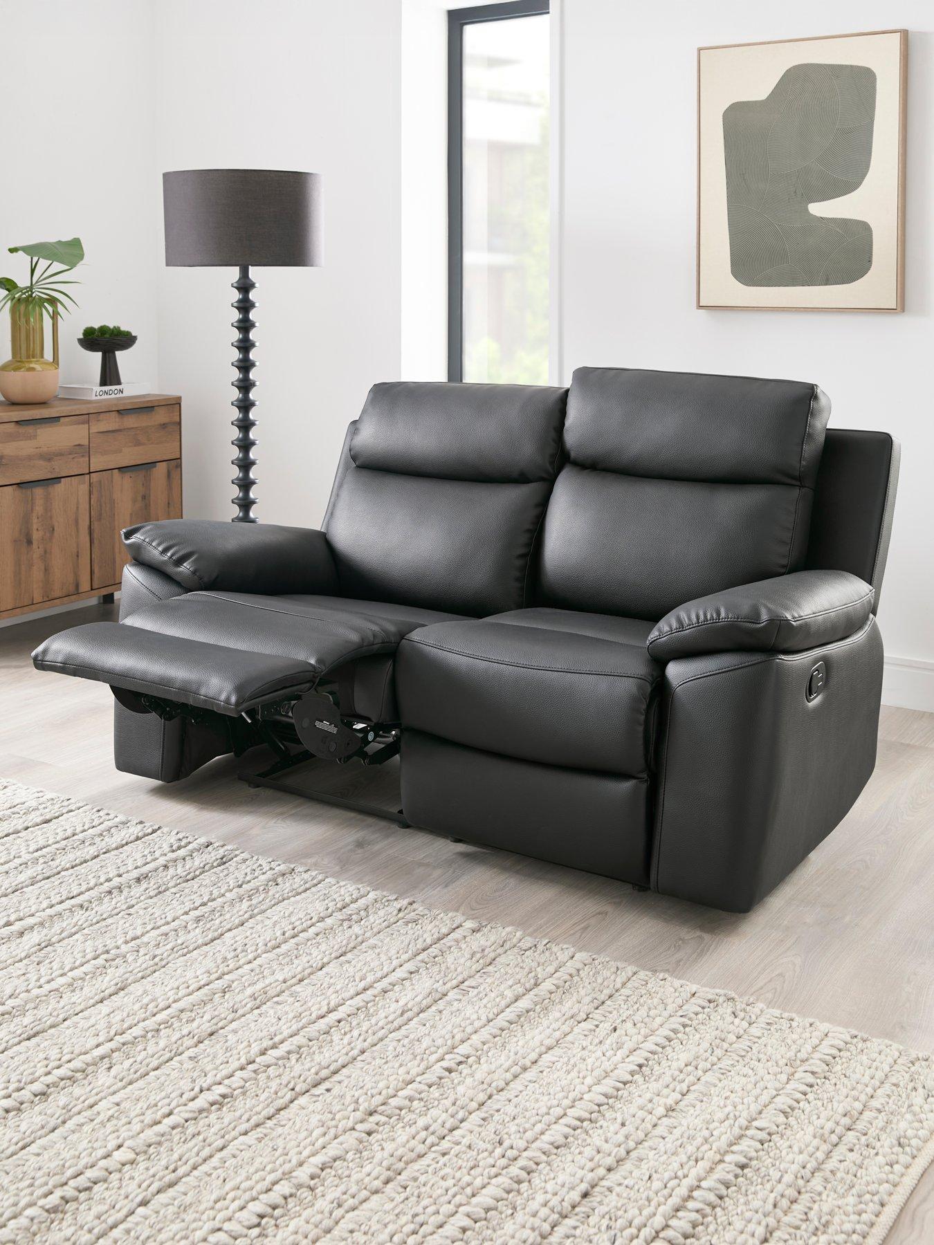 Image 1 of 6 of Edison 2&nbsp;Seater Luxury Faux Leather Manual Recliner Sofa