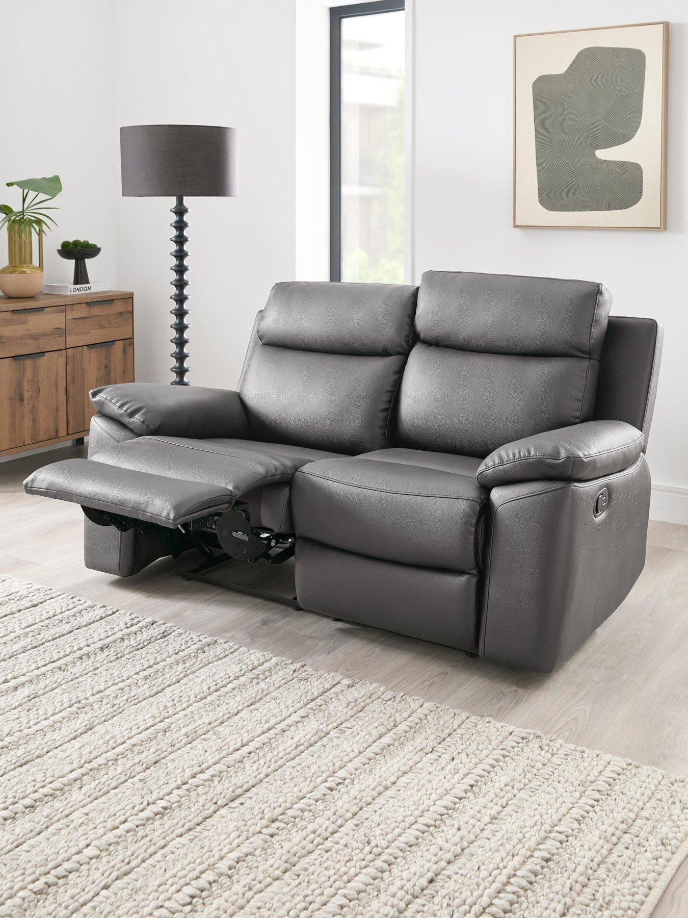 Very Home Edison 2 Seater Luxury Faux Leather Manual Recliner Sofa