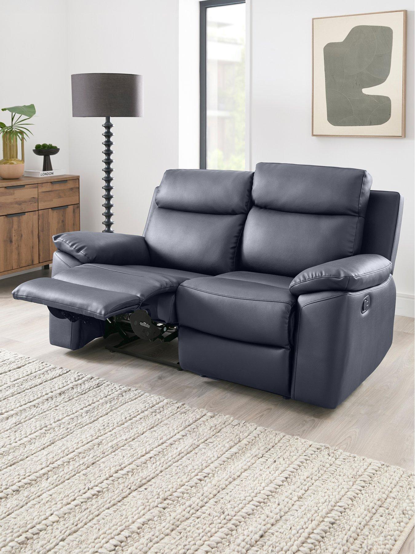 undefined Edison 2 Seater Luxury Faux Leather Manual Recliner Sofa