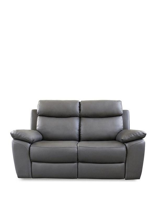 Edison 2 Seater Luxury Faux Leather, Black Leather 2 Seater Recliner Sofa
