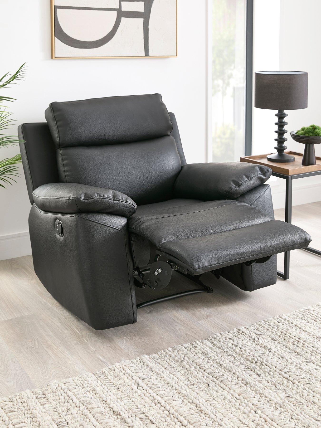 Product photograph of Edison Luxury Faux Leather Manual Recliner Armchair from very.co.uk
