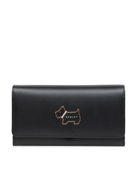 radley-heritage-dog-outline-leather-large-flapover-matinee-purse-black