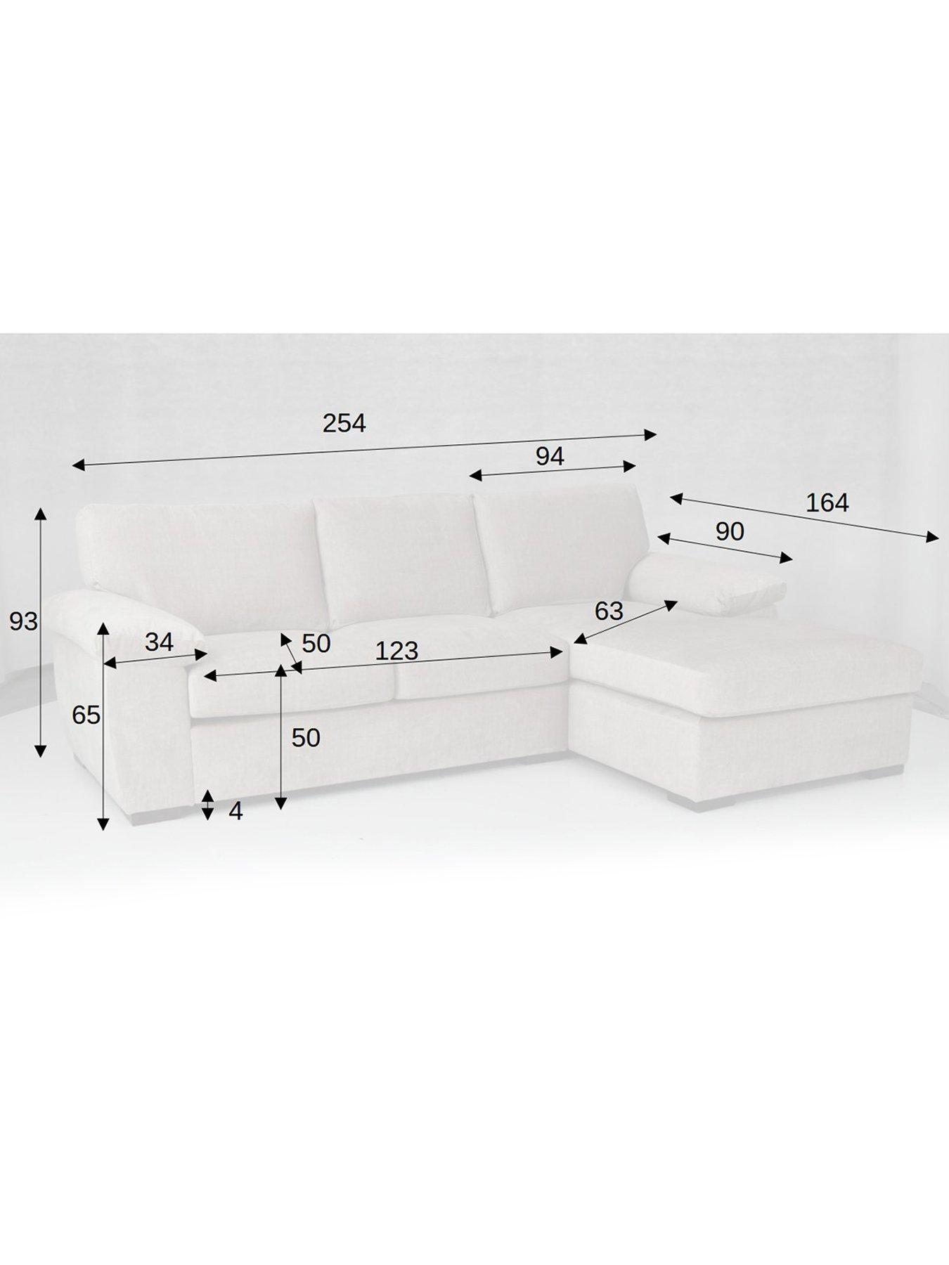 Image 5 of 5 of Very Home Amalfi Standard Back Fabric Right Hand 3 Seater Chaise Sofa - Charcoal - FSC&reg; Certified