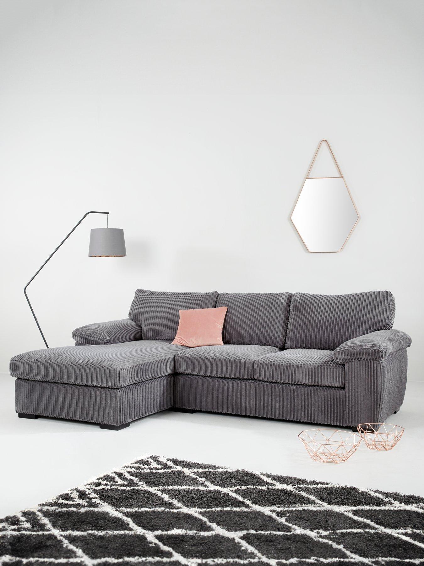 undefined Amalfi Standard Back Fabric Left Hand 3 Seater Chaise Sofa - Charcoal - FSC® Certified