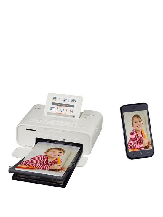 front image of canon-selphy-cp1300-compact-wifi-photo-printer-white-with-ink-and-108x-paper