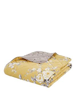 Product photograph of Catherine Lansfield Canterbury Bedspread Throw - Ochre from very.co.uk