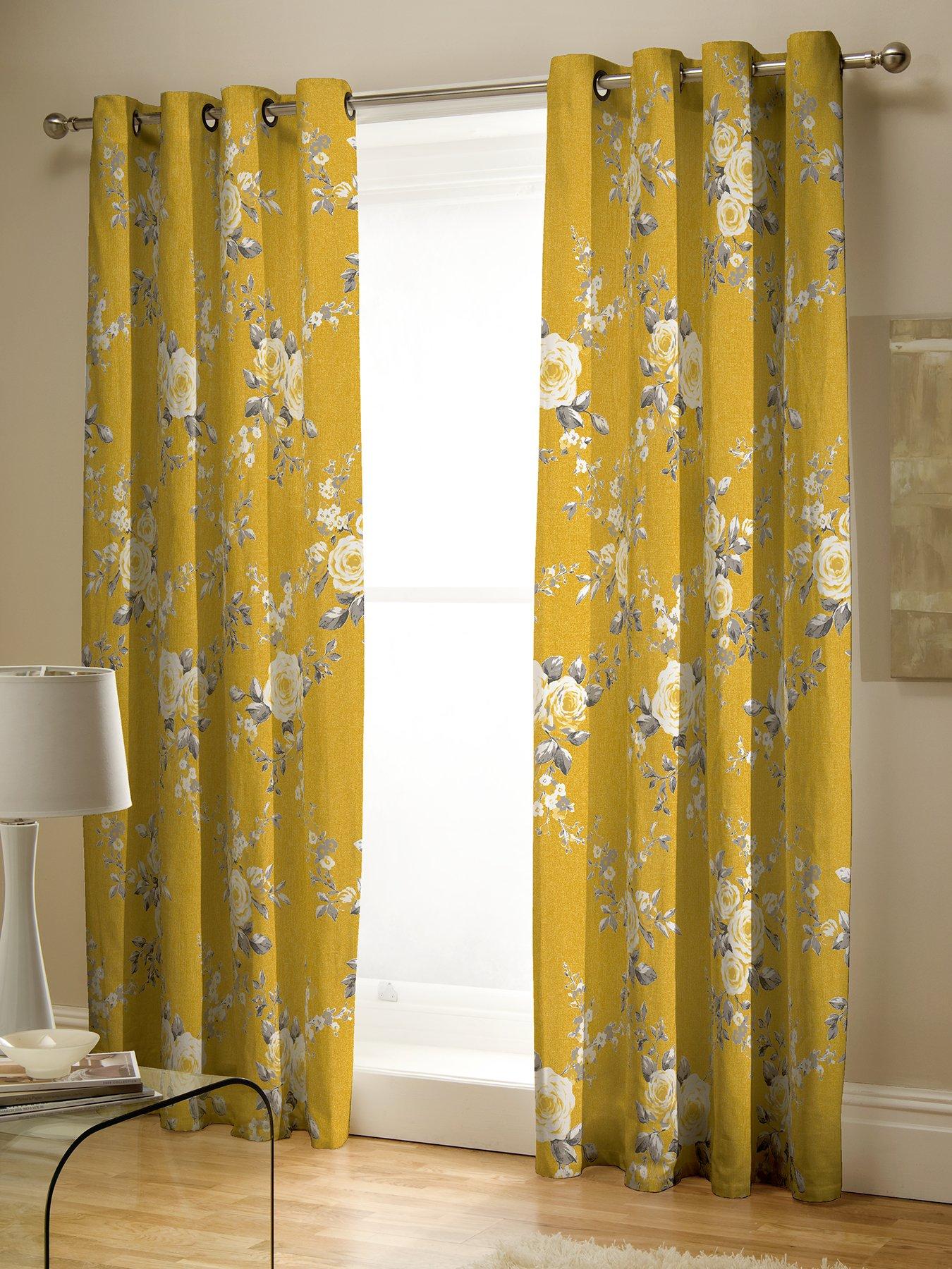 Product photograph of Catherine Lansfield Canterbury Lined Eyelet Curtains from very.co.uk