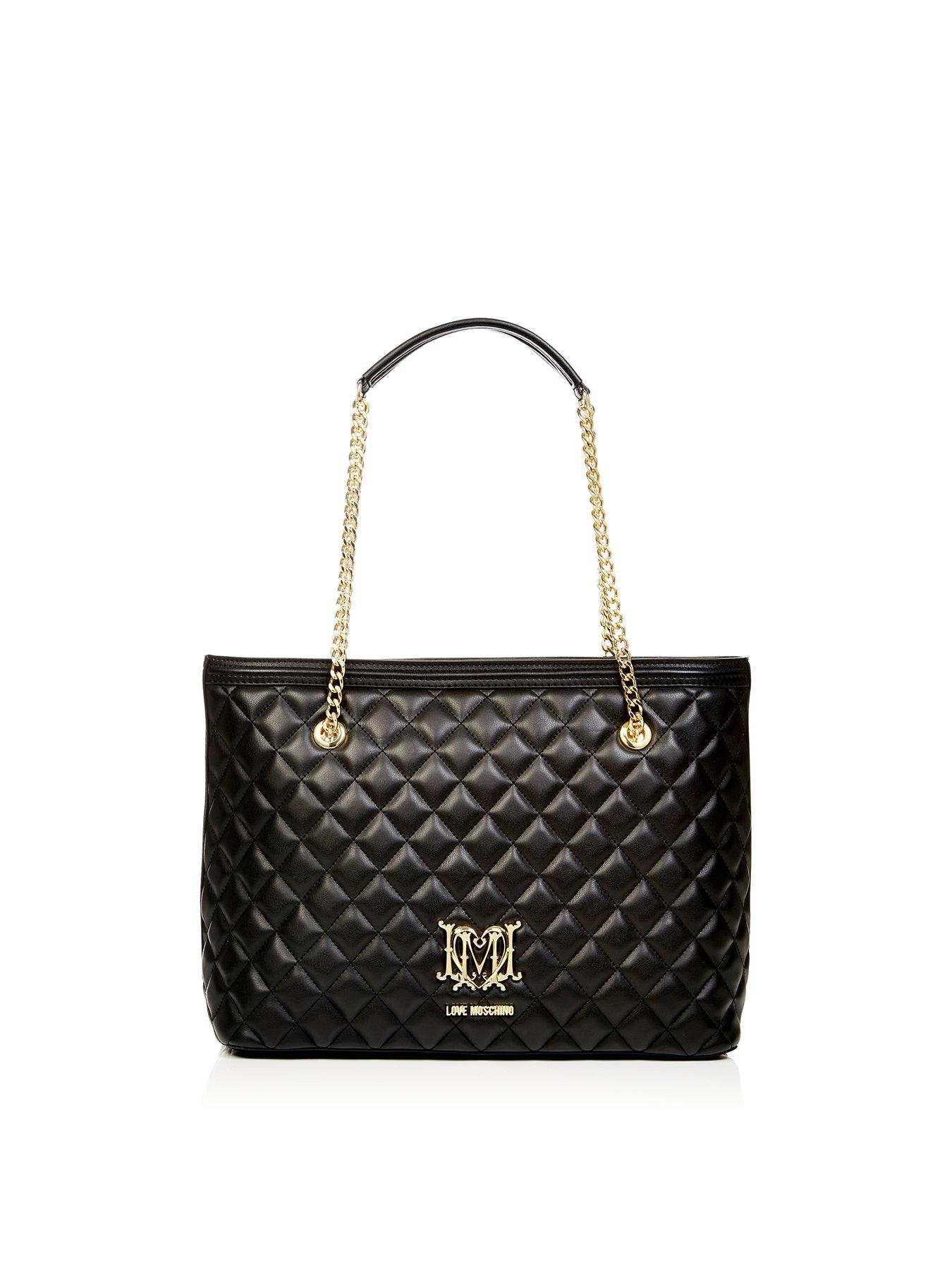 black quilted love moschino bag