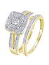  image of love-diamond-9ctnbspyellow-gold-50-point-diamond-square-set-split-shoulder-bridal-set-of-two-rings