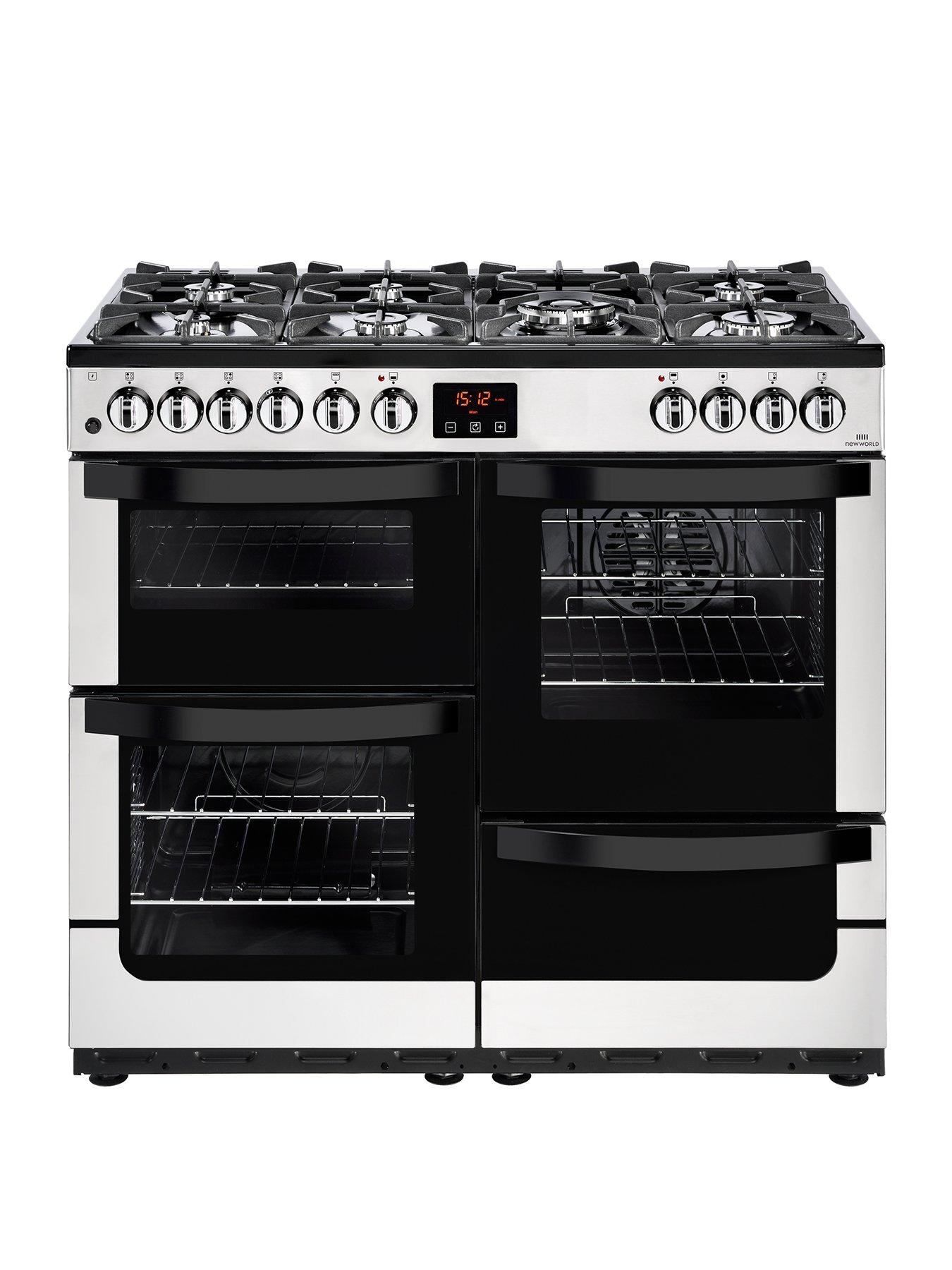 New World Vision 100Dft Dual Fuel 100Cm Wide Range Cooker (Stainless Steel) With Connection