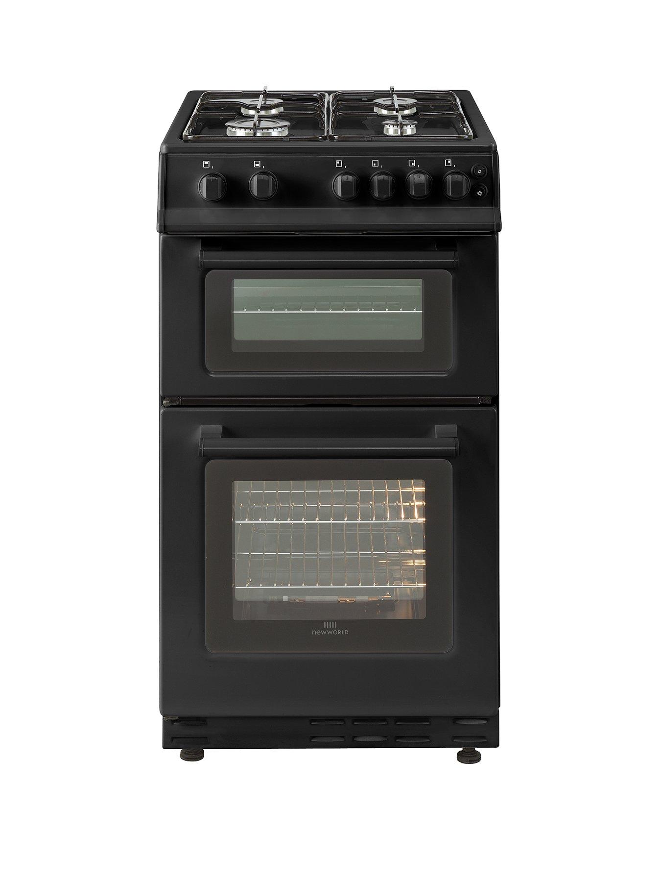 New World 50Gtc 50Cm Wide Twin Cavity Gas Cooker - Black