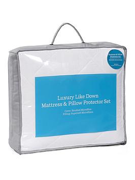 Product photograph of Very Home Luxury Like Down Mattress And Pillow Protector Set from very.co.uk