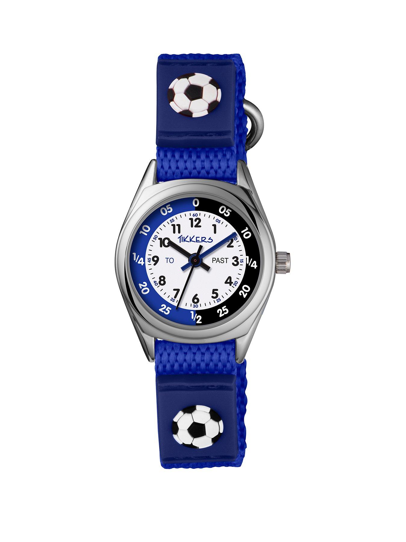 Tikkers Velcro Strap Football Kids Watch - Blue