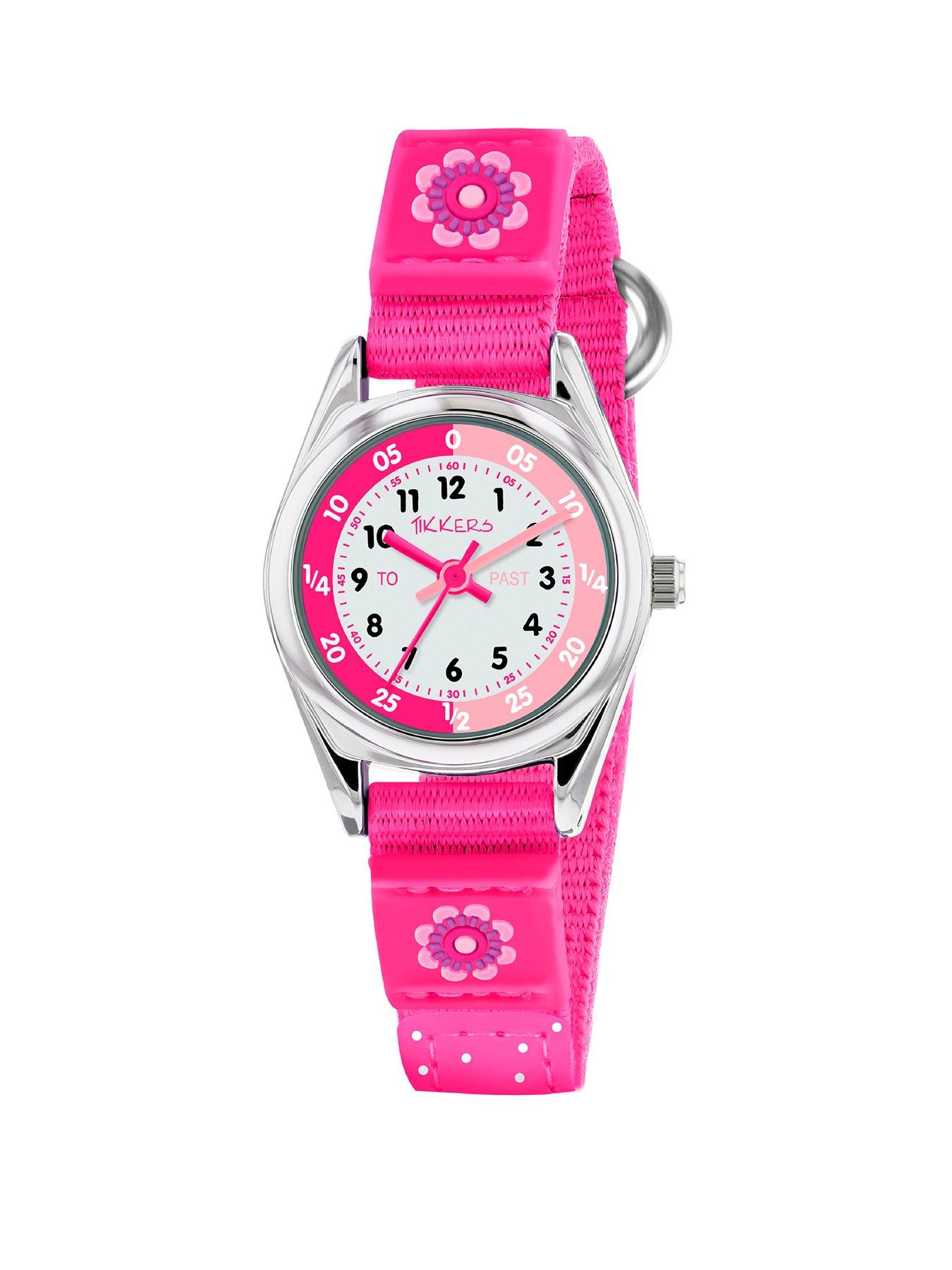 Tikkers Pink Flower Kids Watch with Velcro Strap