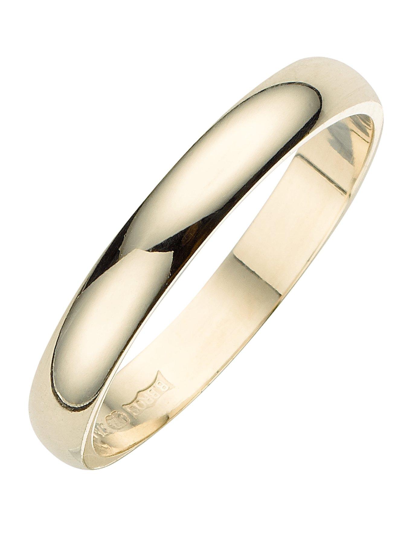 Product photograph of The Love Collection 18 Carat Yellow Gold D-shaped Wedding Band - 3mm from very.co.uk