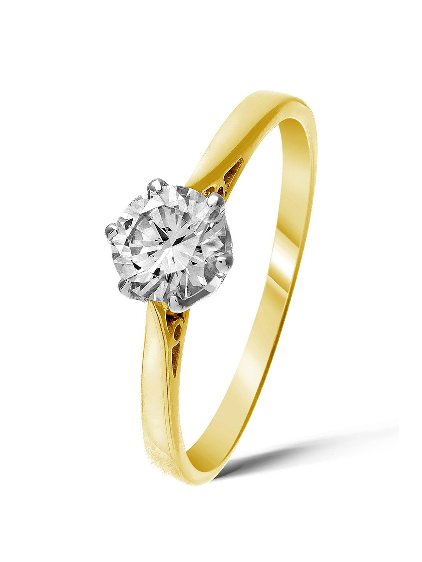 Product photograph of Love Diamond 9 Carat Yellow Gold 50 Point Solitaire Ring from very.co.uk