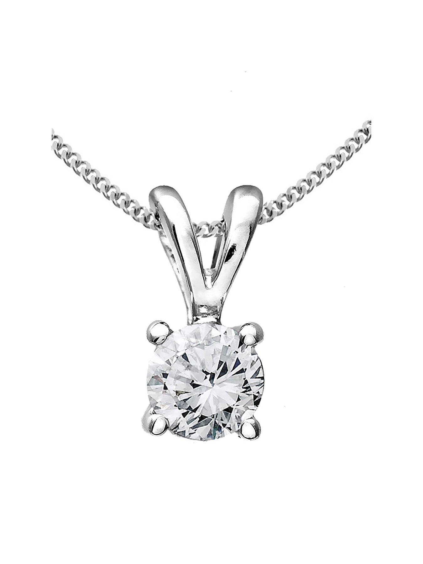 Product photograph of Love Diamond 9 Carat White Gold 33 Point Diamond Solitaire Necklace from very.co.uk