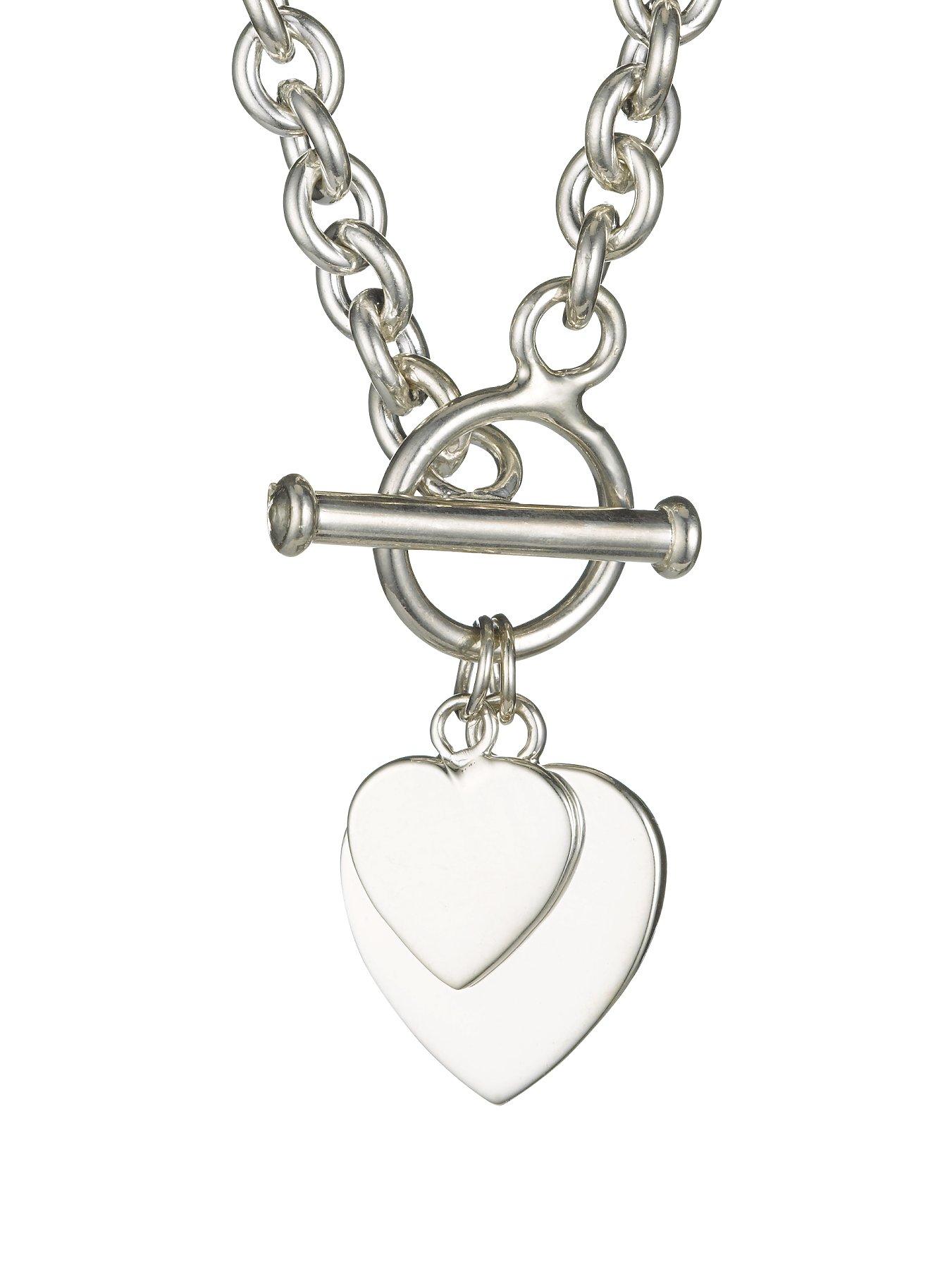 Silver heart deals t bar necklace