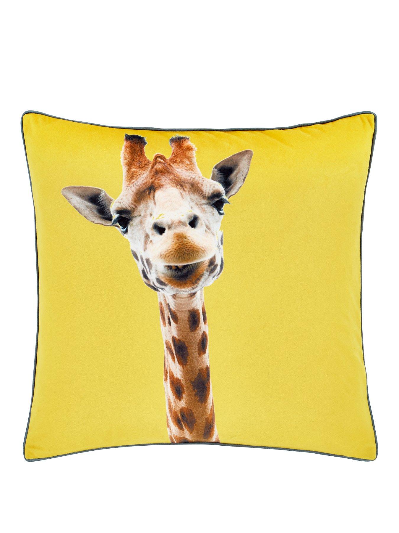 Product photograph of Catherine Lansfield Giraffe Cushion - Yellow from very.co.uk