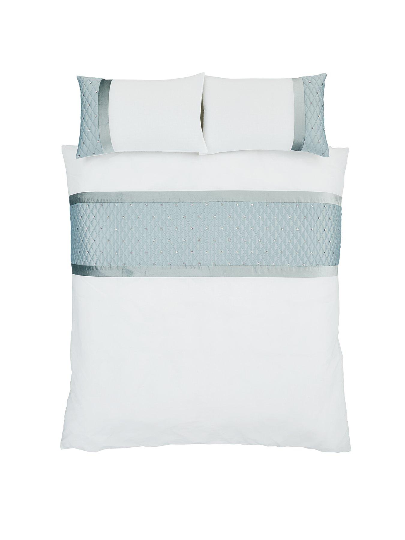 Image 2 of 7 of Catherine Lansfield Sequin Cluster Duvet Cover Set - Duck Egg Blue