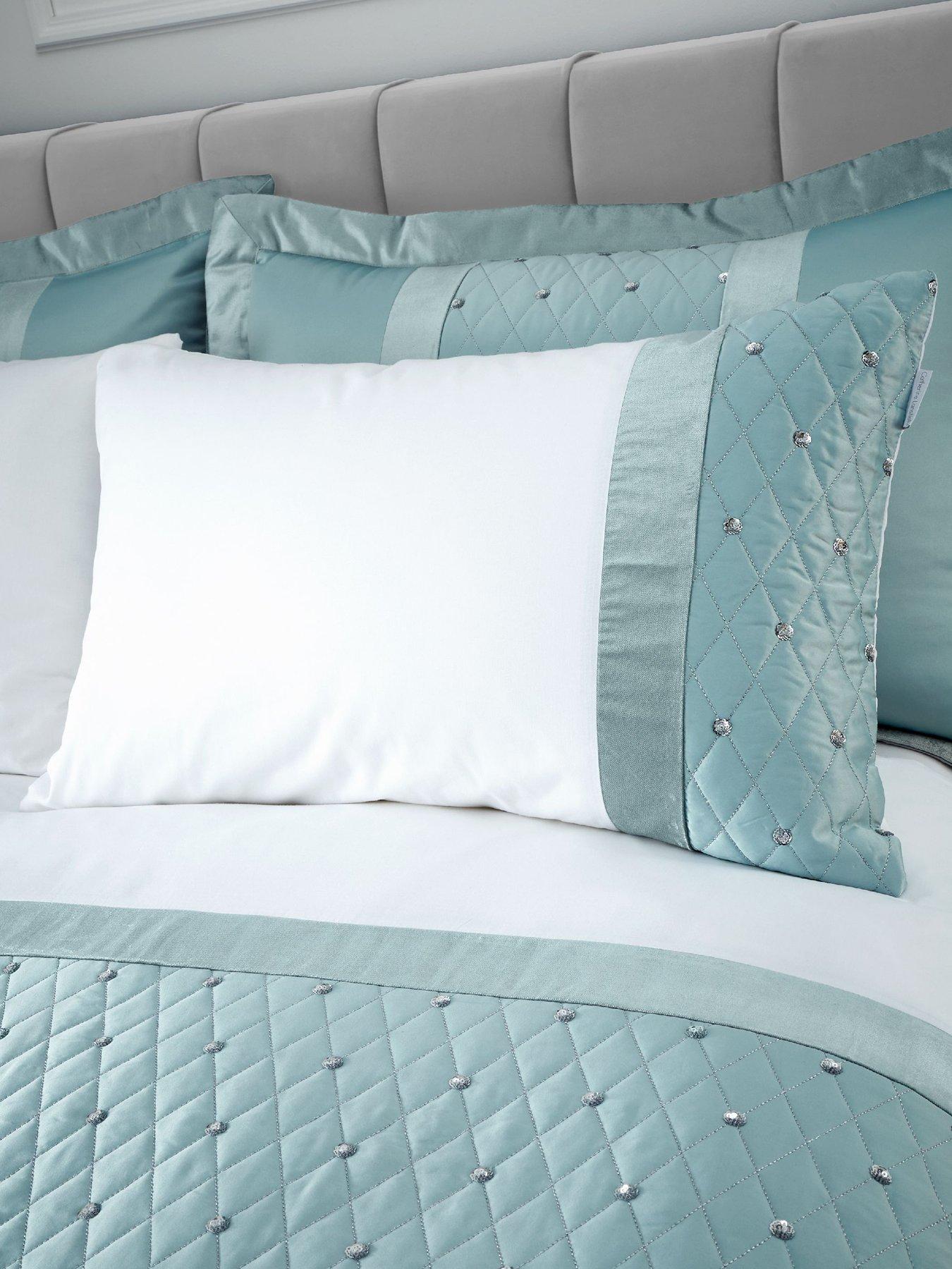 Image 4 of 7 of Catherine Lansfield Sequin Cluster Duvet Cover Set - Duck Egg Blue