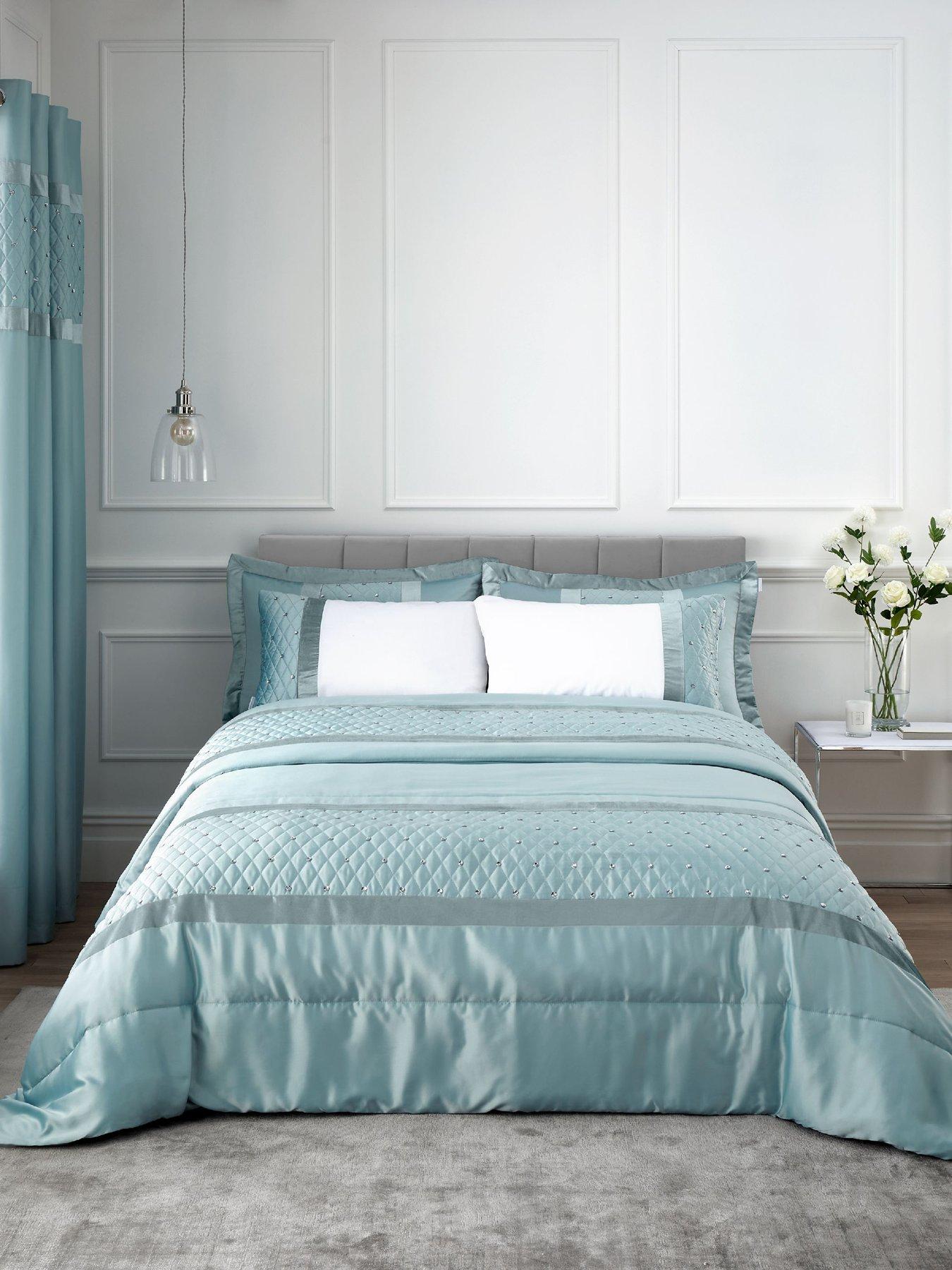 Image 7 of 7 of Catherine Lansfield Sequin Cluster Duvet Cover Set - Duck Egg Blue