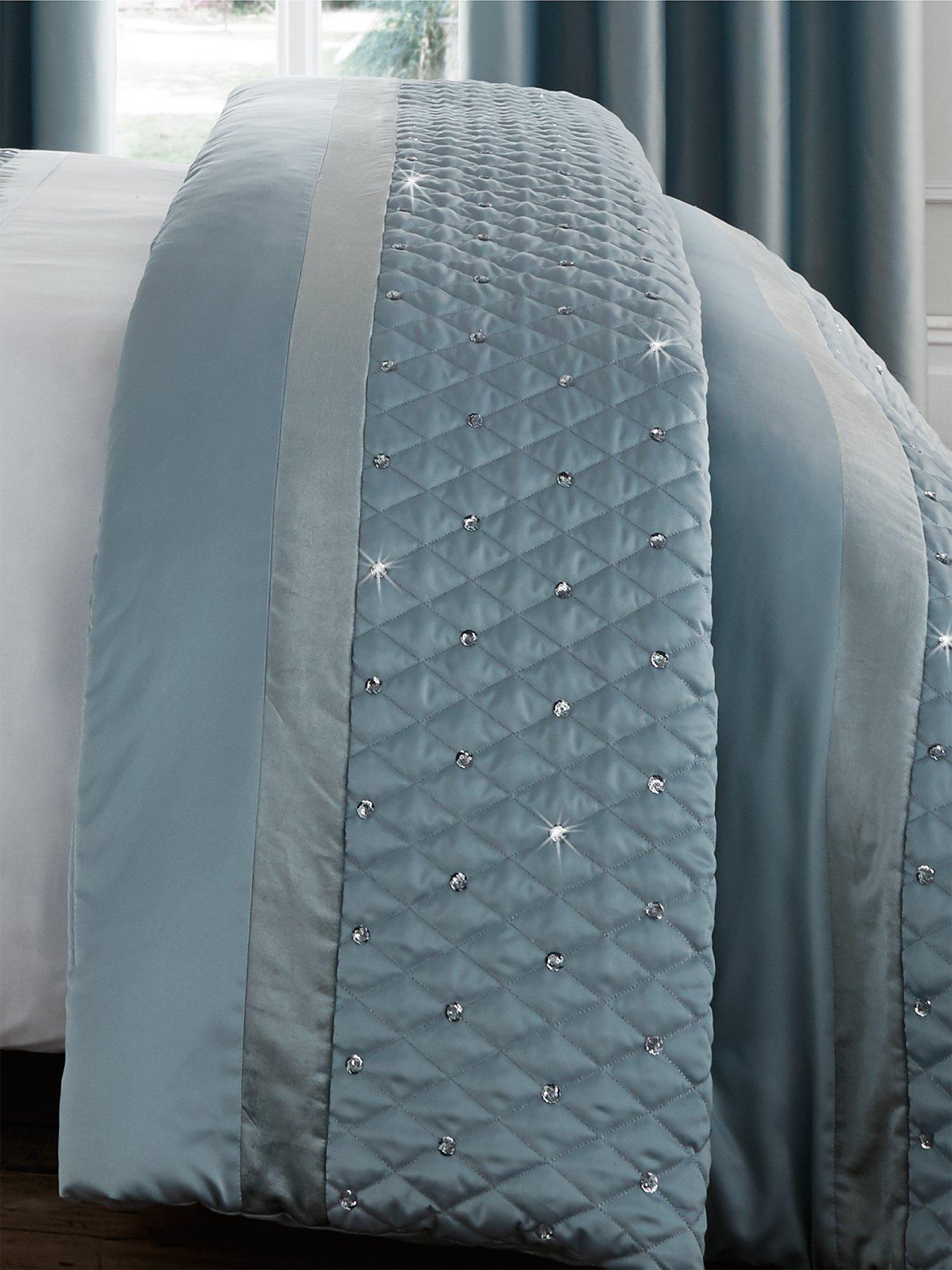 Image 1 of 3 of Catherine Lansfield Sequin Cluster Bedspread Throw - Duck Egg
