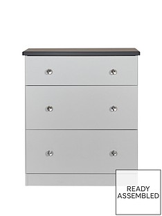 SWIFT Napoli Ready Assembled 3 Drawer Graduated Chest (5 Day Express Delivery)