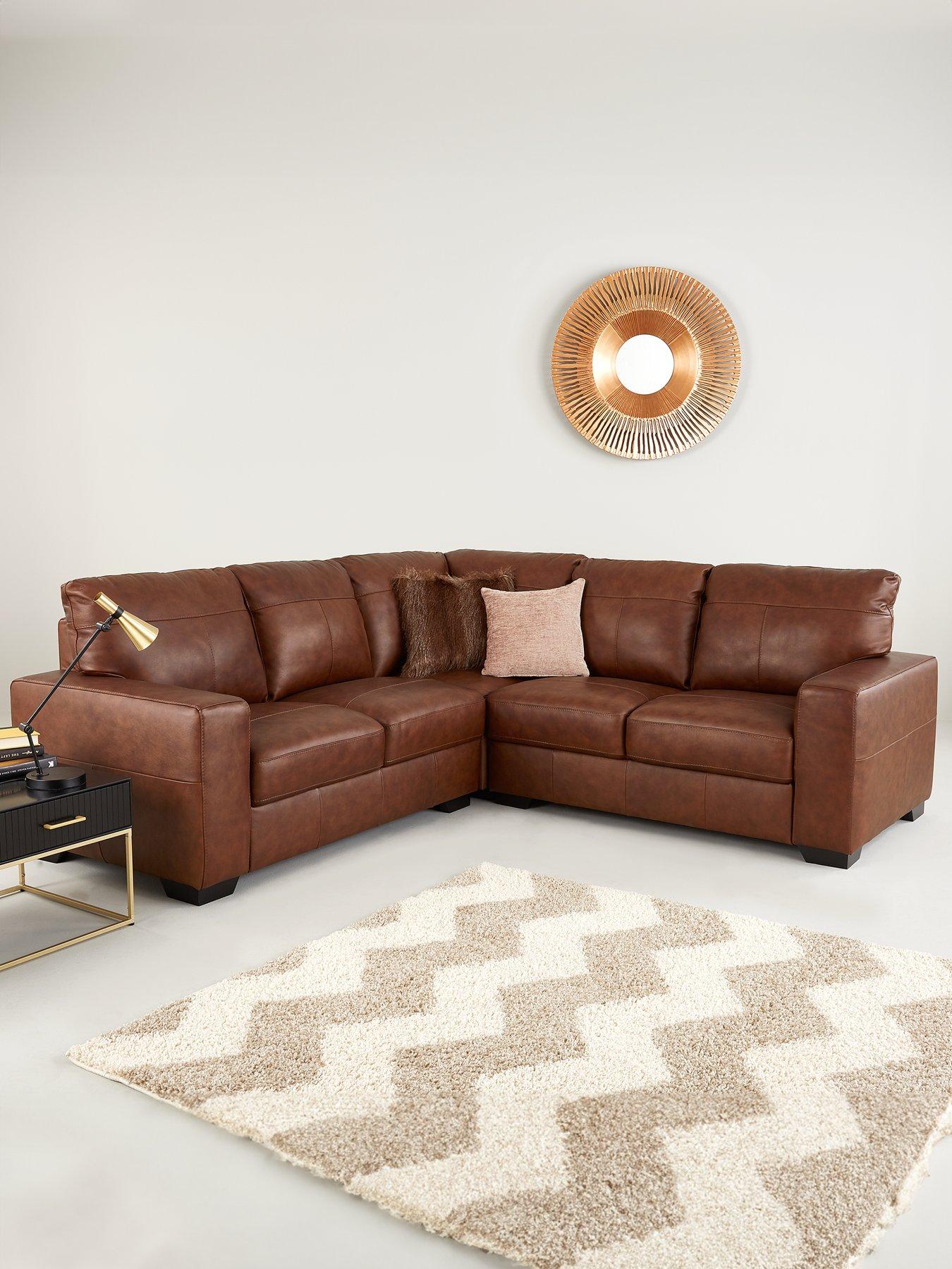 Product photograph of Very Home Hampshire Premium Leather Corner Group Sofa from very.co.uk