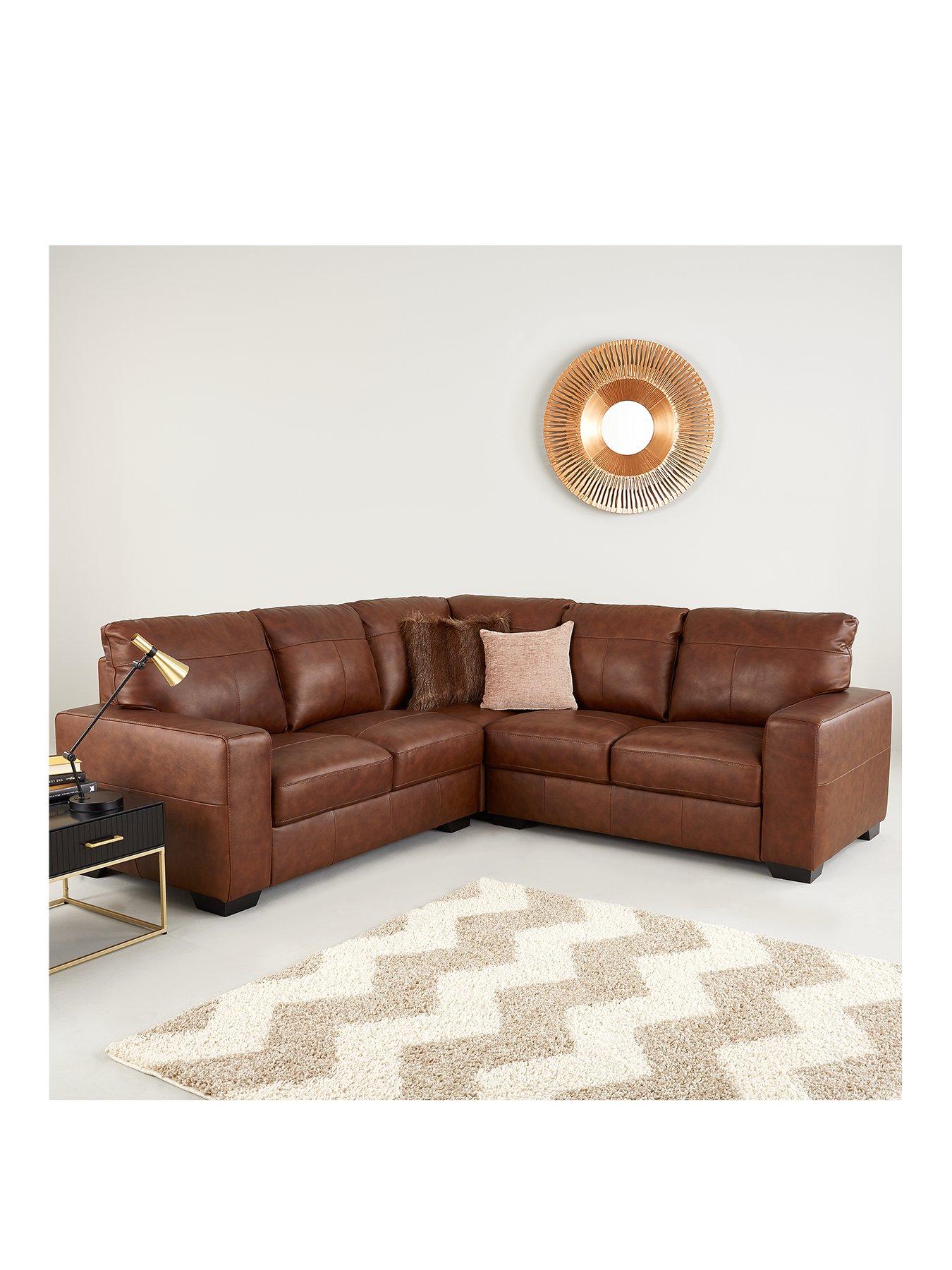 Product photograph of Hampshire Premium Leather Corner Group Sofa from very.co.uk